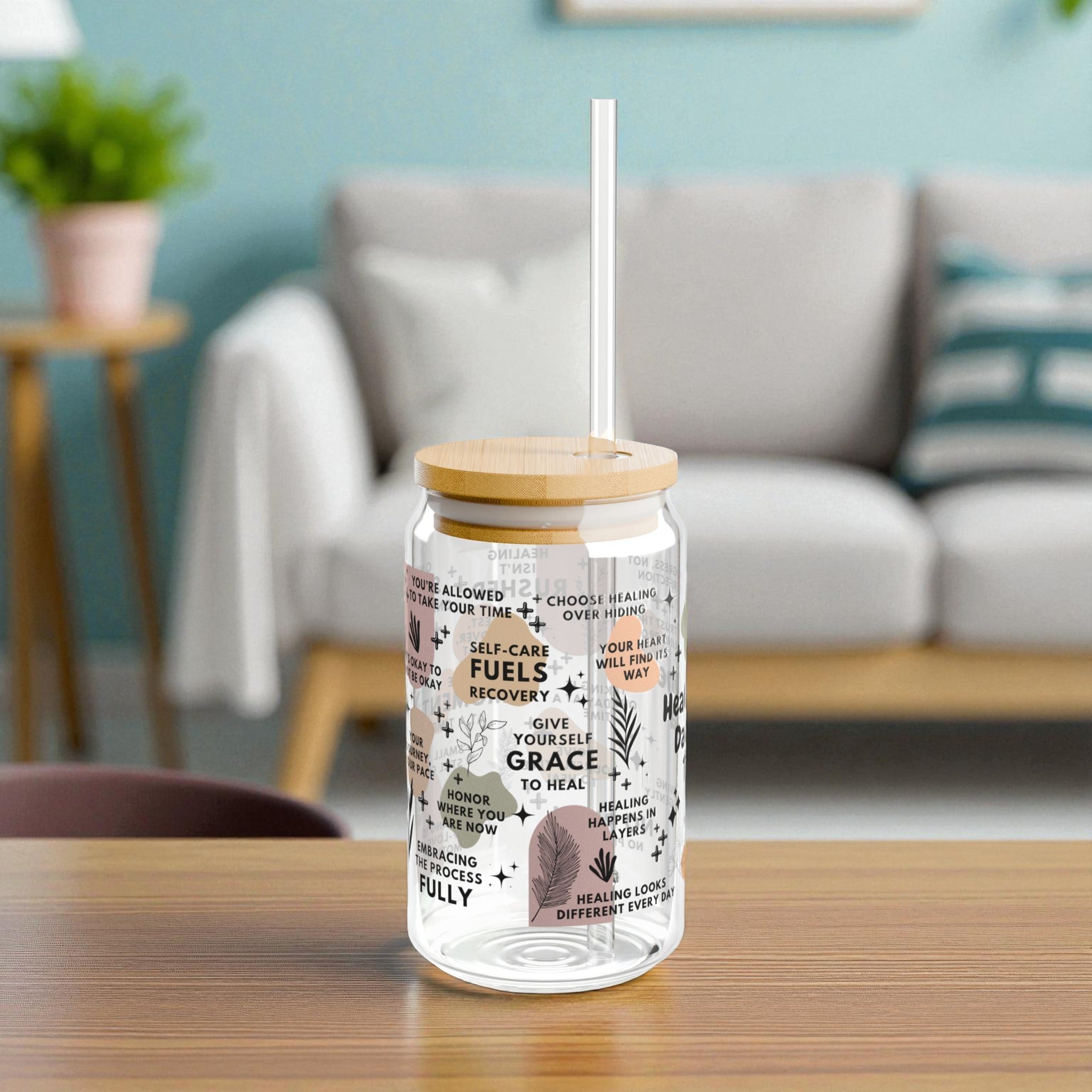 Healing One Day at a Time Glass Tumbler; 16oz