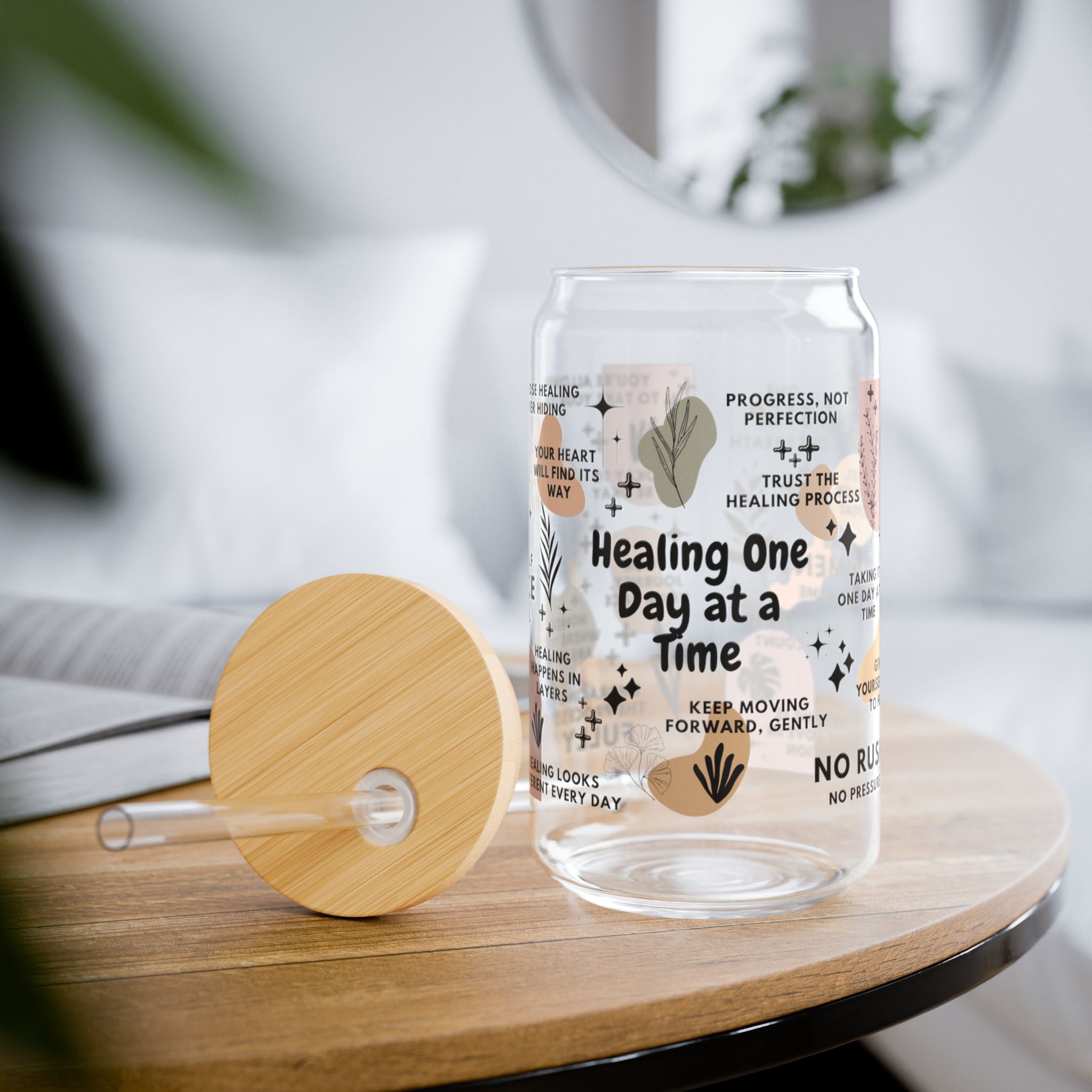 Healing One Day at a Time Glass Tumbler; 16oz