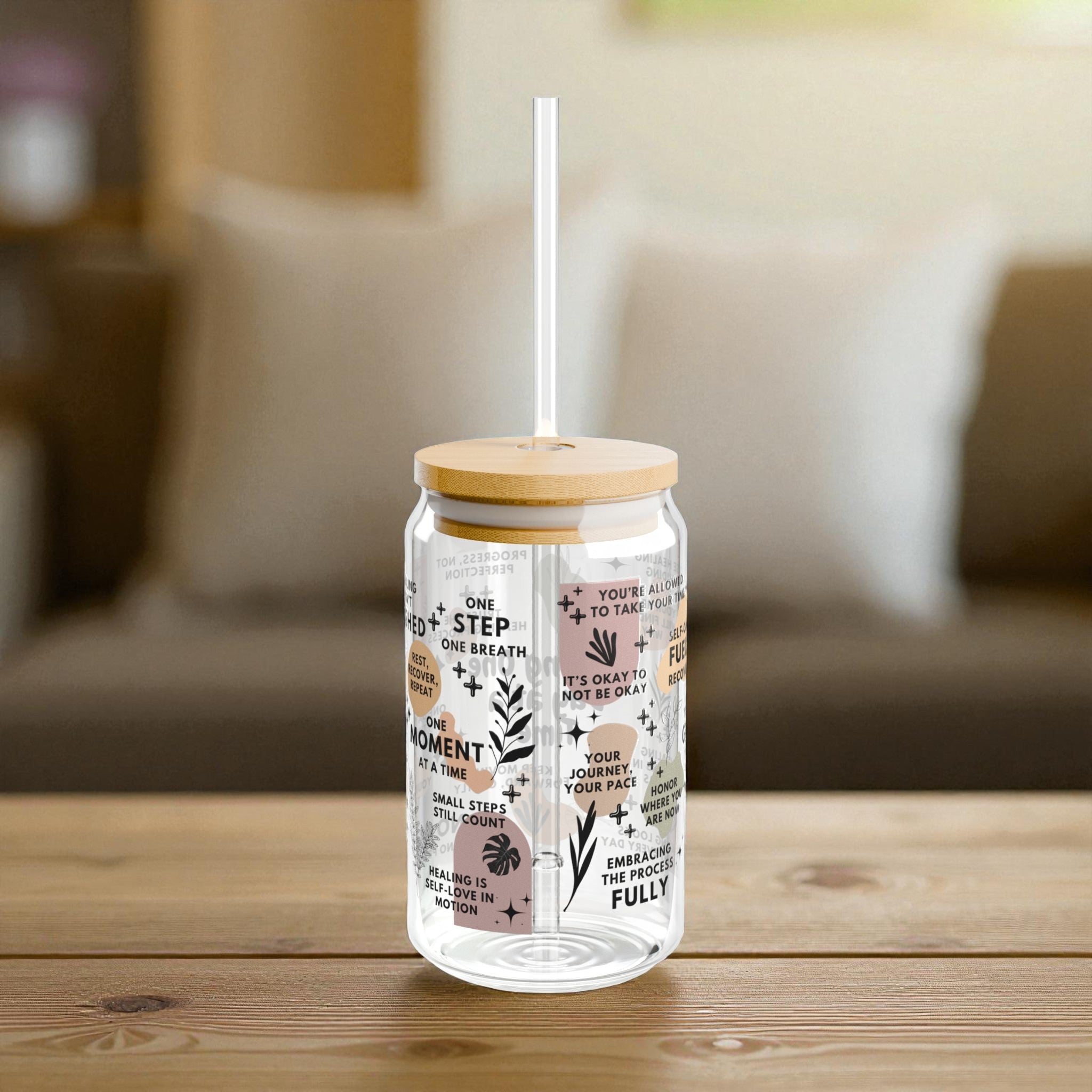 Healing One Day at a Time Glass Tumbler; 16oz