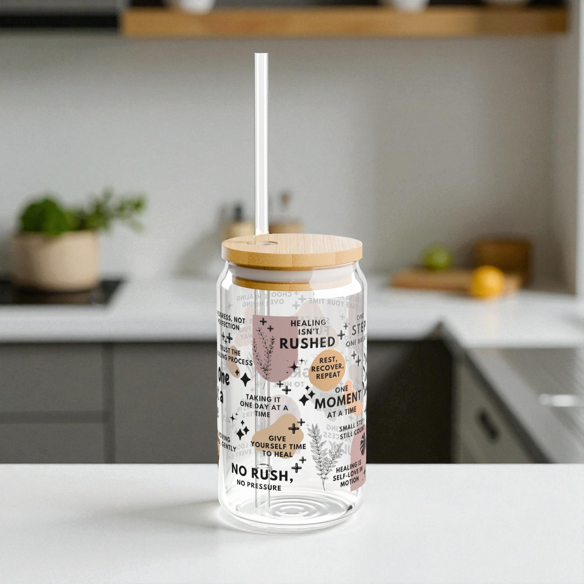 Healing One Day at a Time Glass Tumbler; 16oz