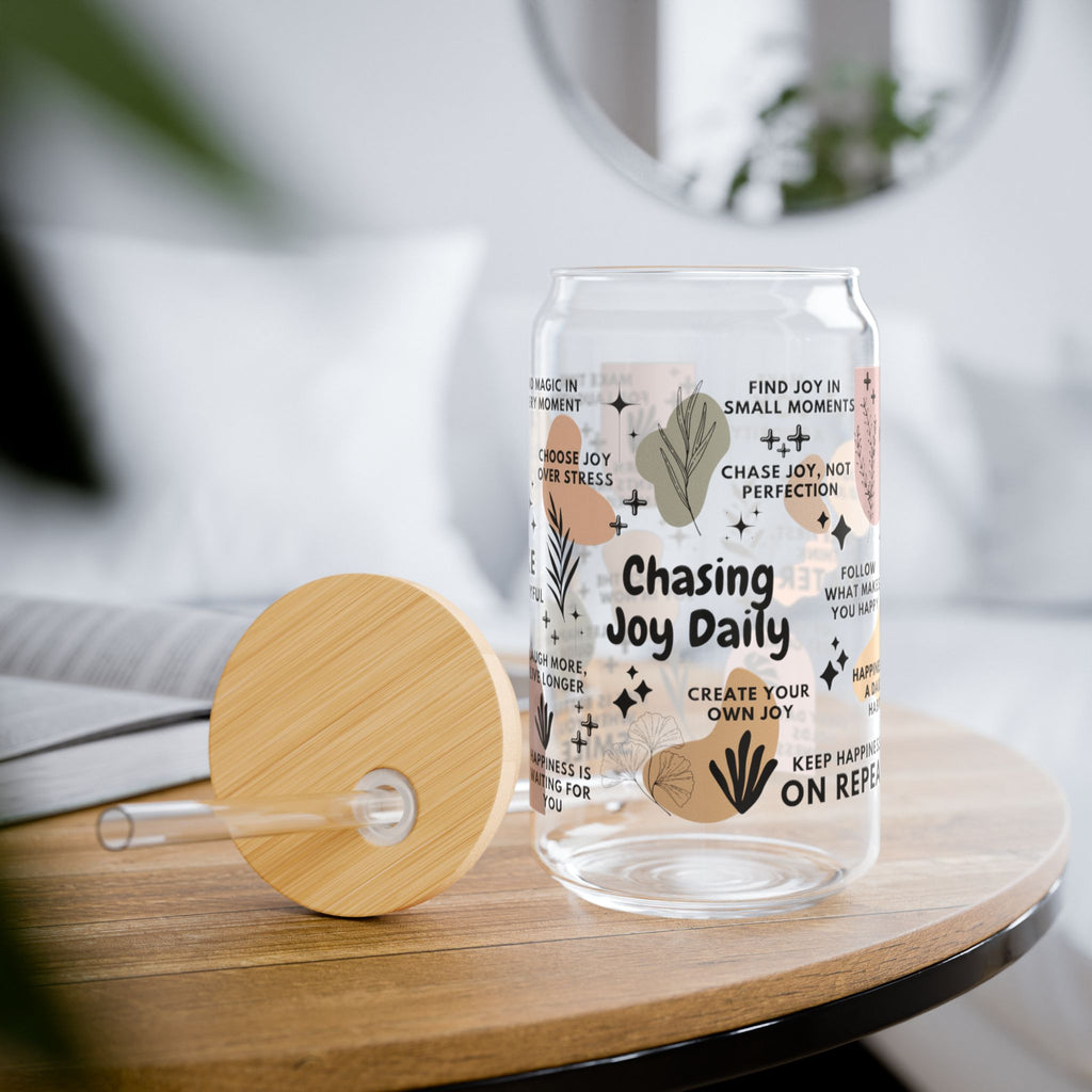 Chasing Joy Daily Sipper Glass; 16oz – Motivational Drinkware for Women