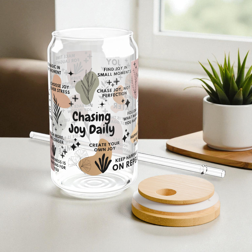 Chasing Joy Daily Sipper Glass; 16oz – Motivational Drinkware for Women