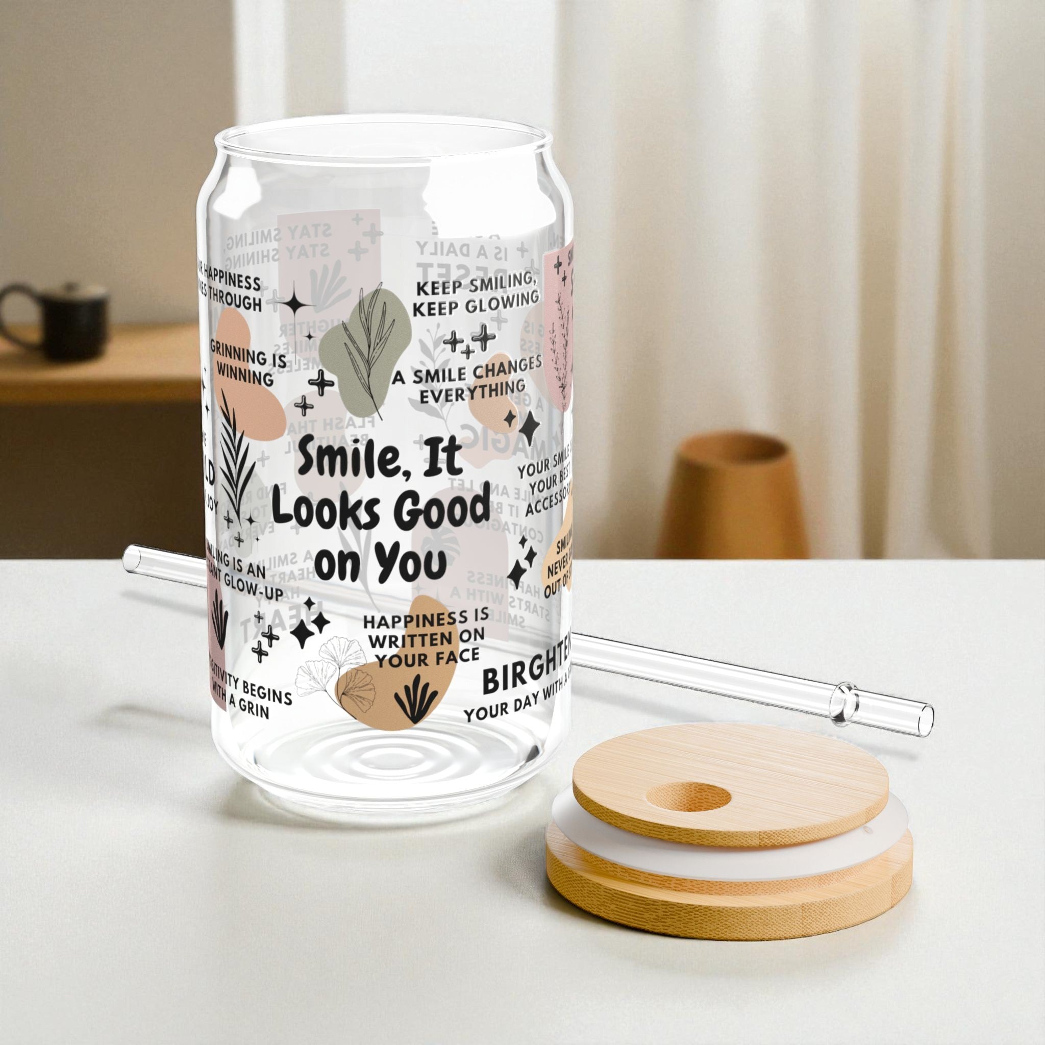 Smile It Looks Good on You Glass Tumbler; 16oz