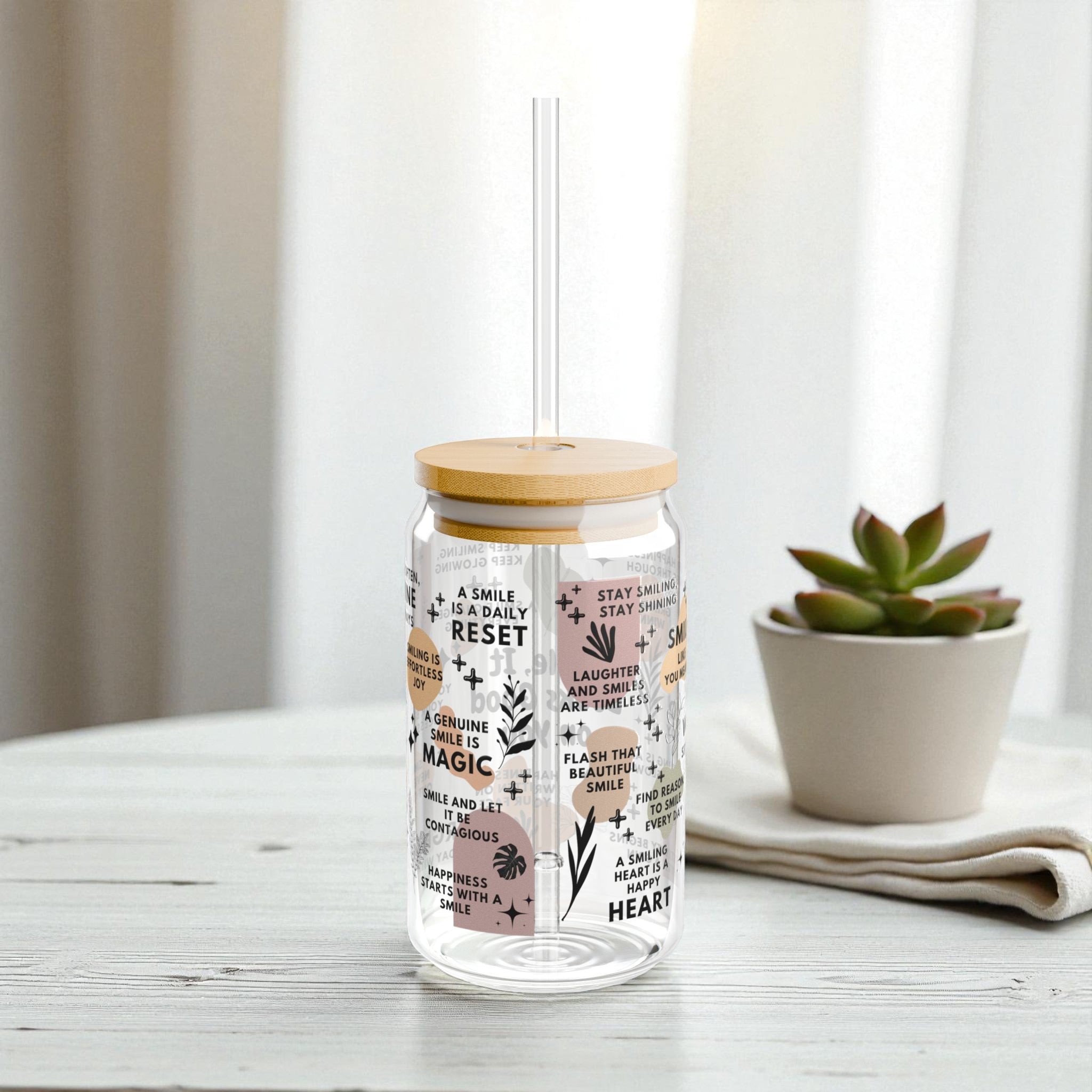 Smile It Looks Good on You Glass Tumbler; 16oz