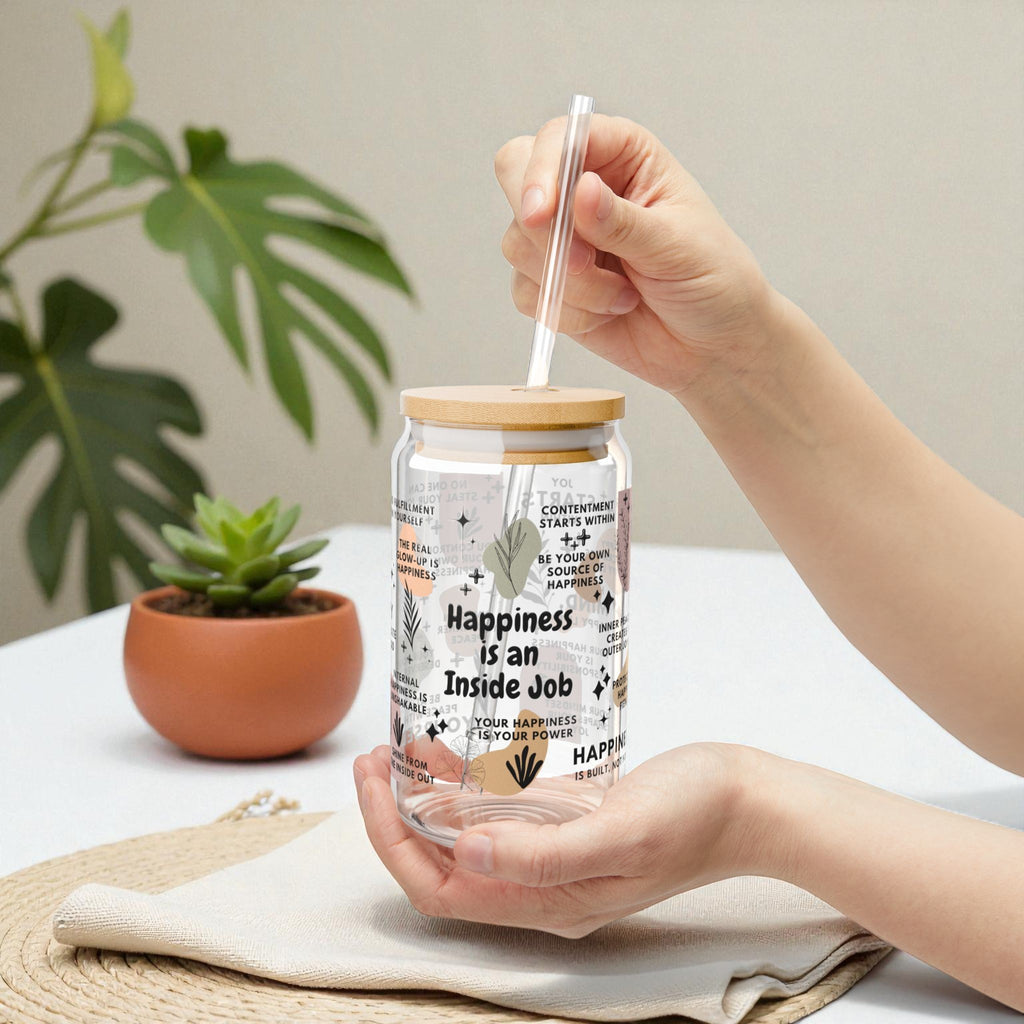 Happiness Is an Inside Job Glass Tumbler; 16oz