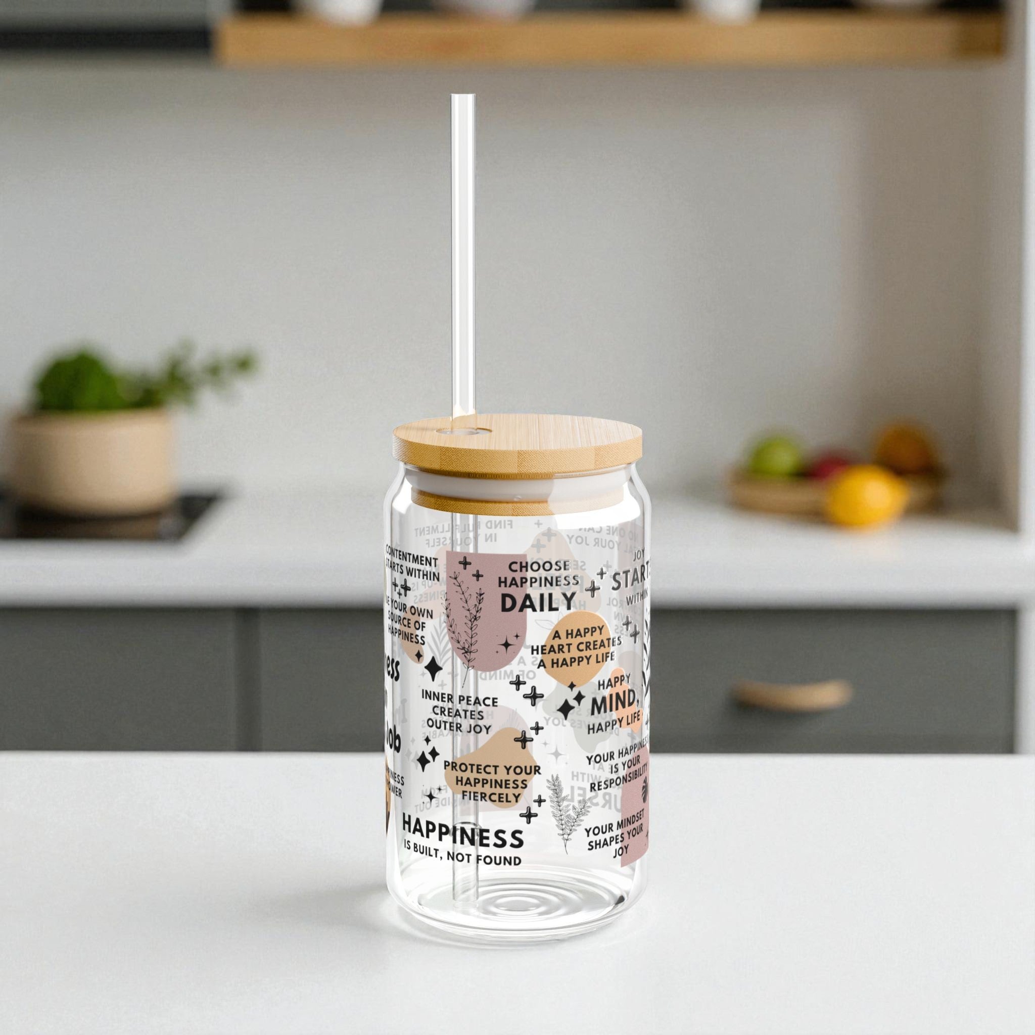 Happiness Is an Inside Job Glass Tumbler; 16oz