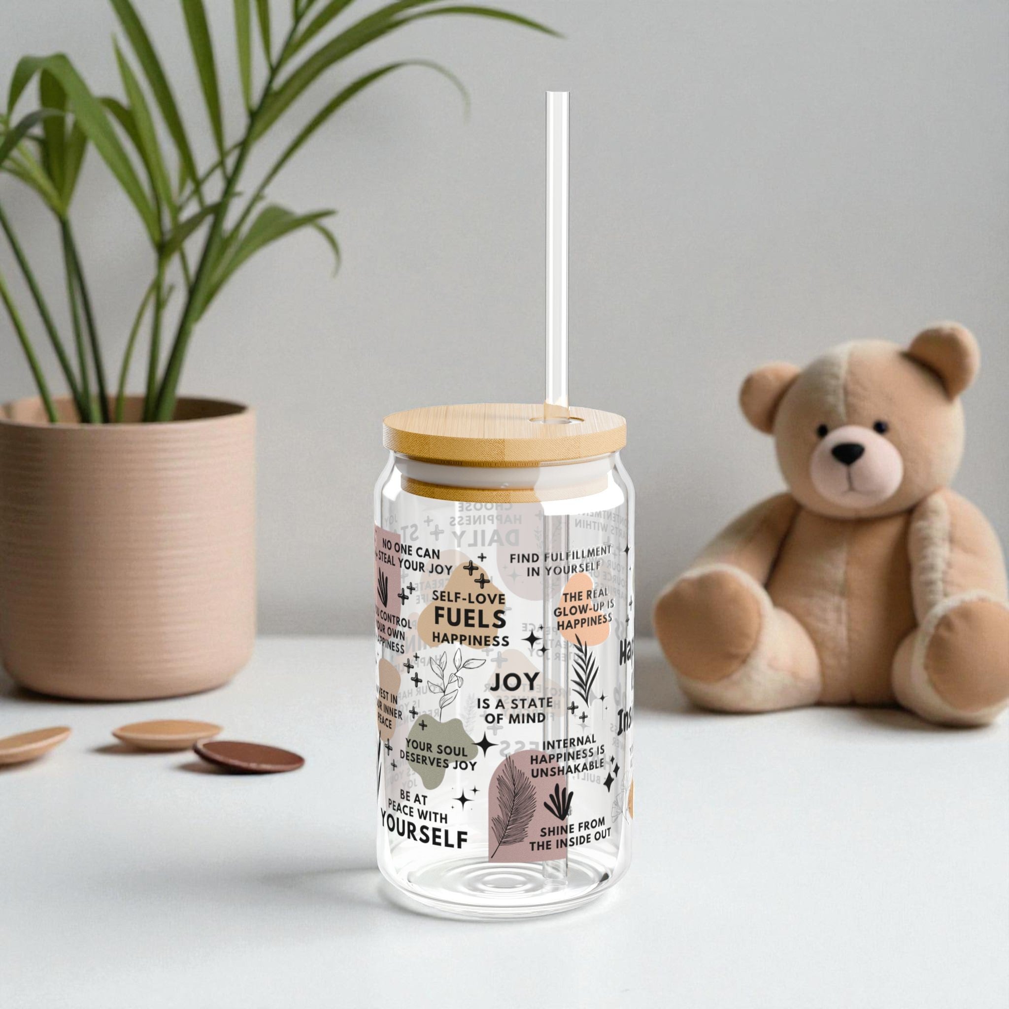 Happiness Is an Inside Job Glass Tumbler; 16oz