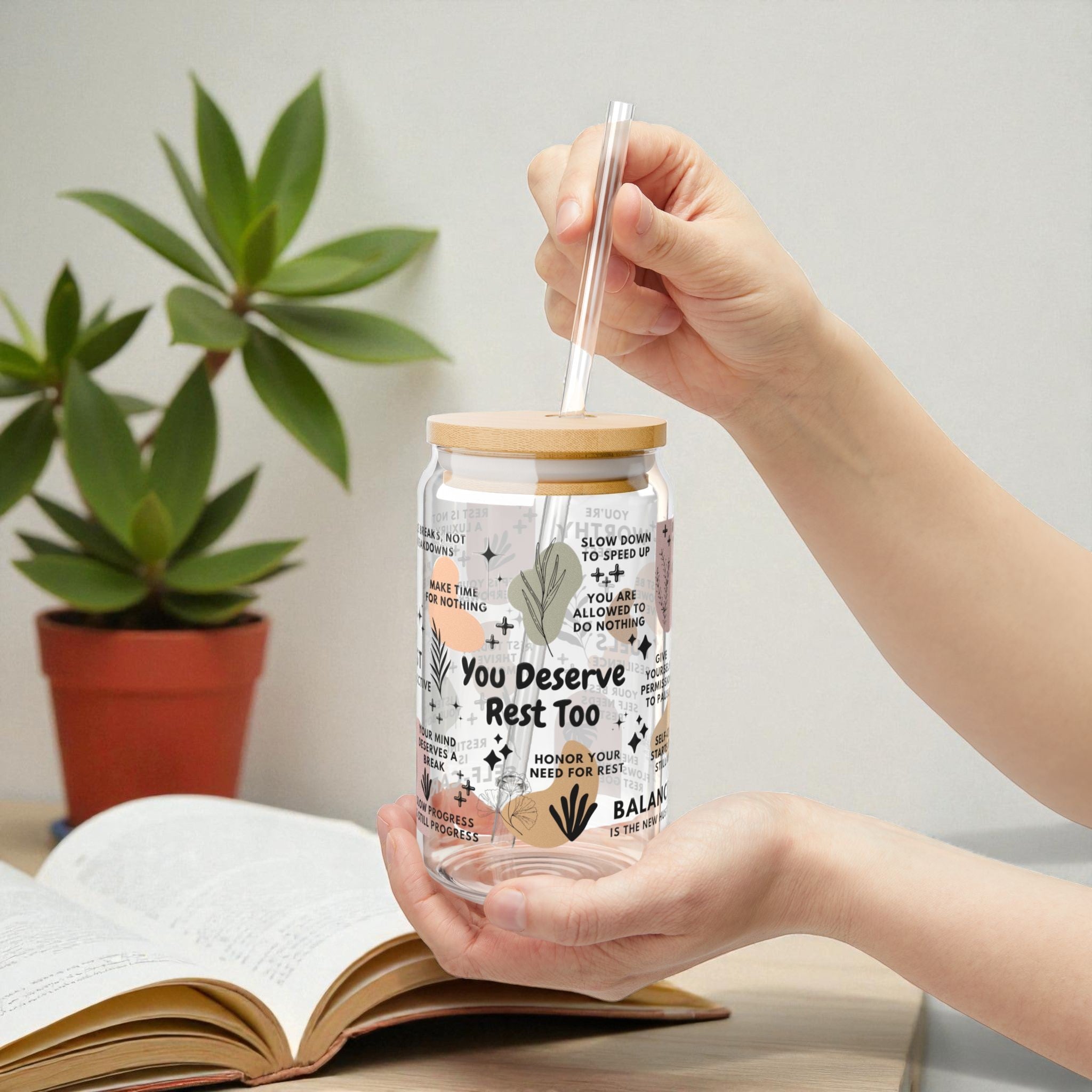 You Deserve Rest Too Glass Tumbler; 16oz