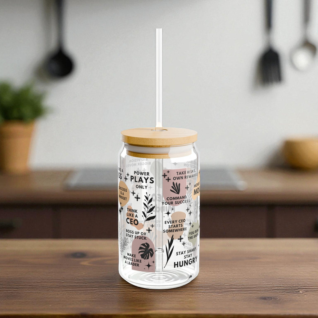 CEO Mindset Sipper Glass; 16oz – Motivational Drinkware for Women