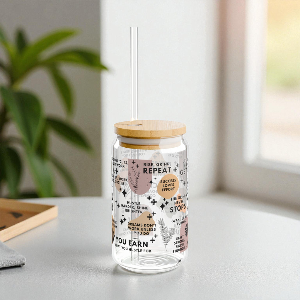 Rise and Grind Glass Tumbler; 16oz