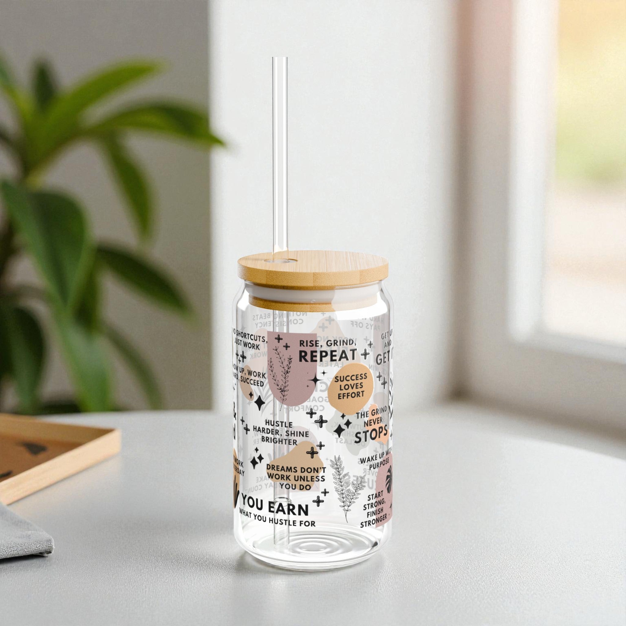 Rise and Grind Glass Tumbler; 16oz