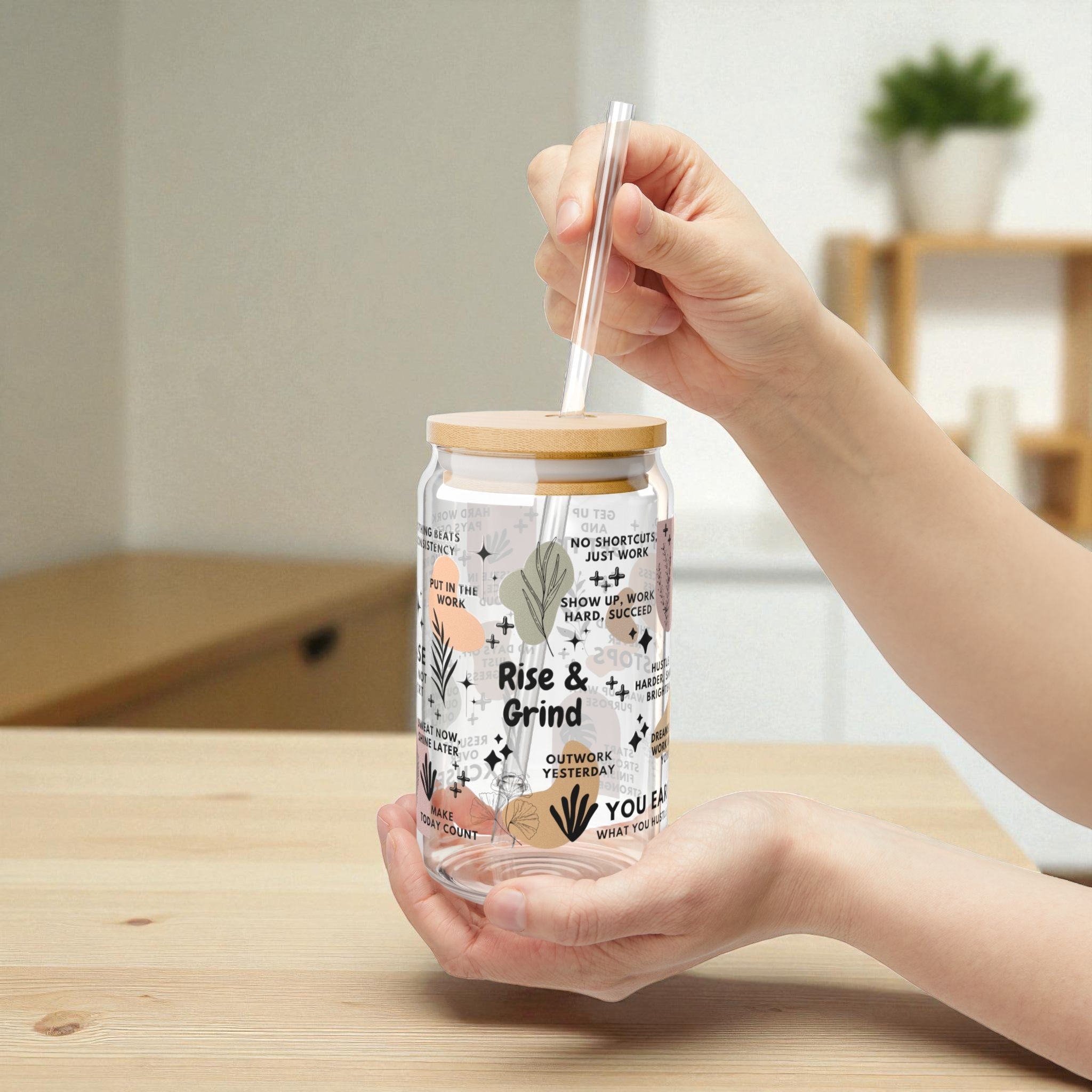 Rise and Grind Glass Tumbler; 16oz