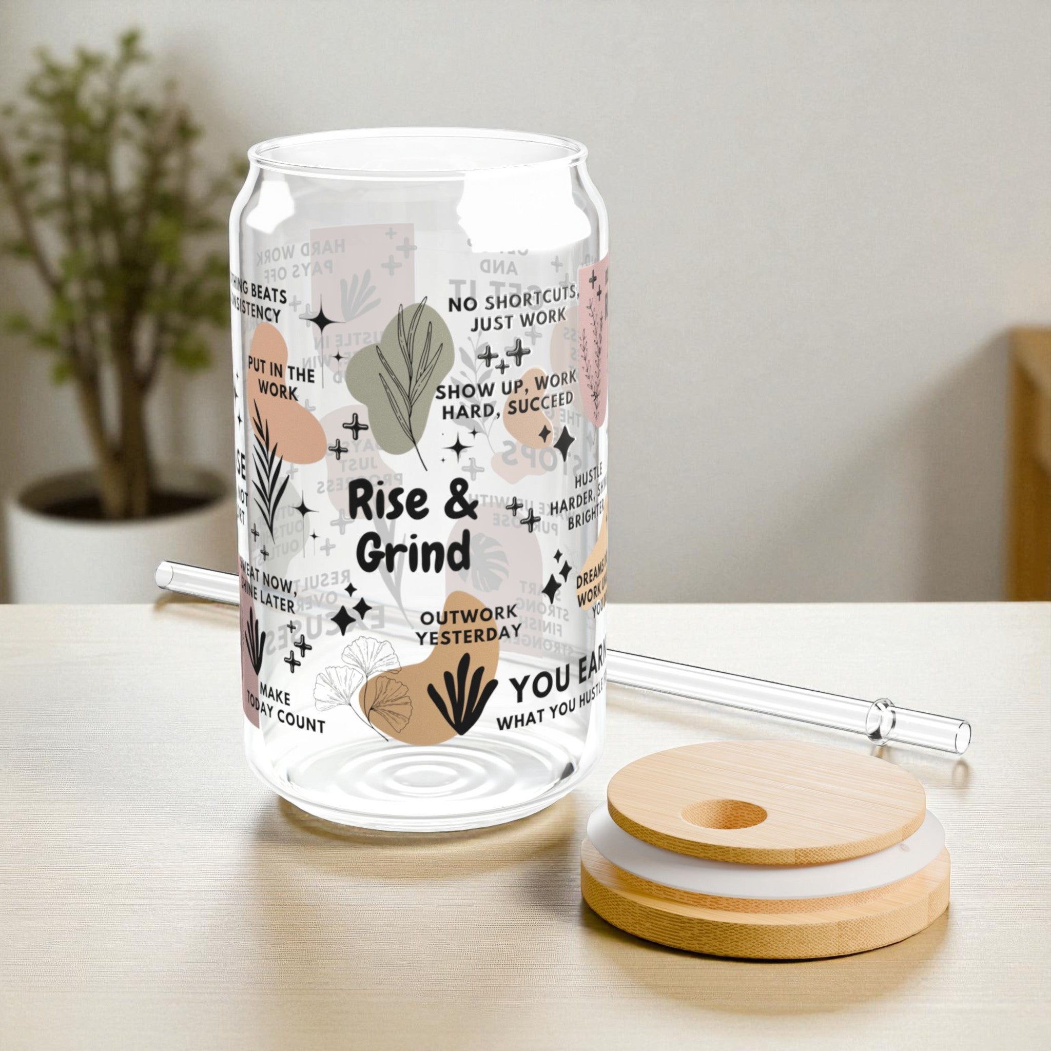 Rise and Grind Glass Tumbler; 16oz