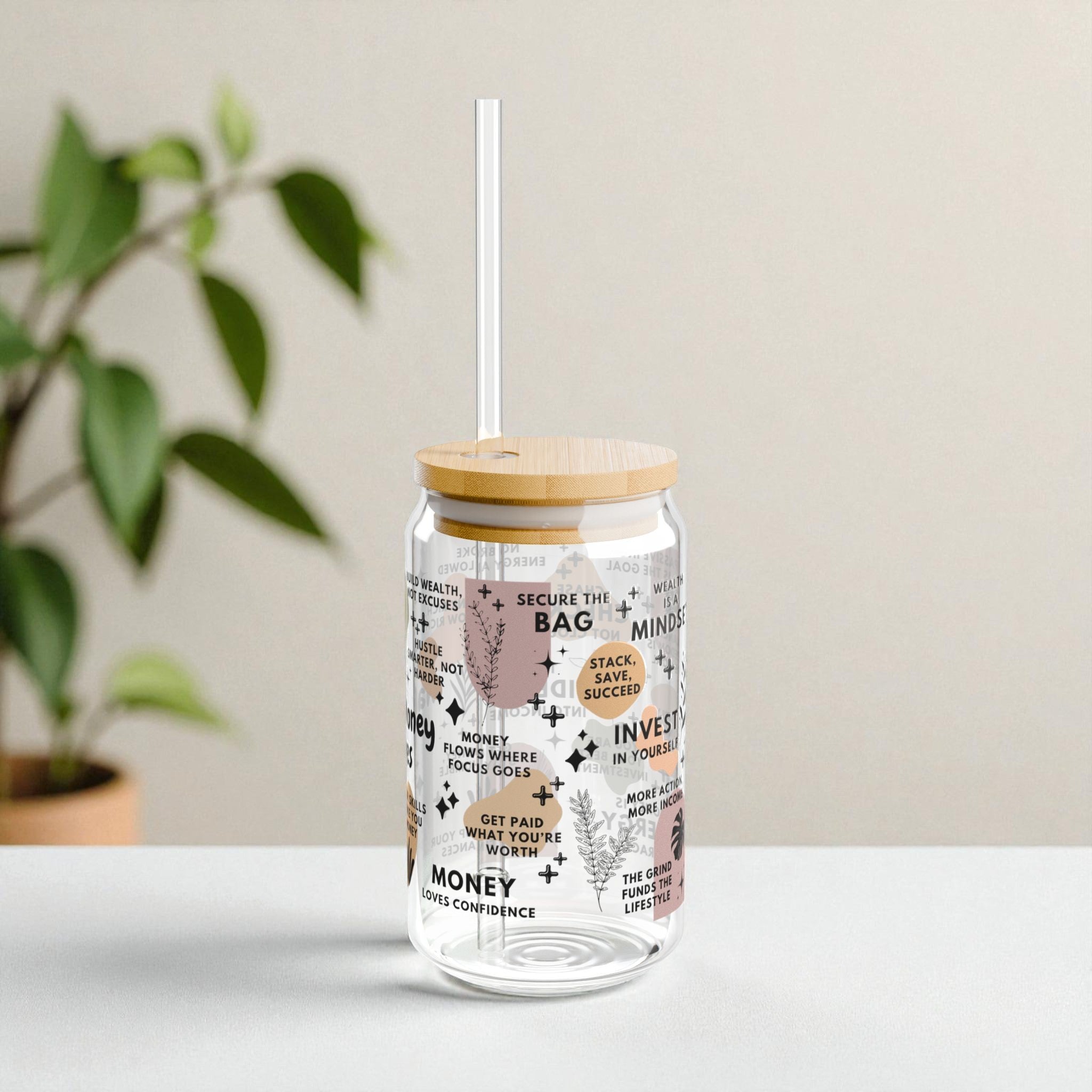 Make Money Moves Glass Tumbler; 16oz – Motivational Drinkware for Women