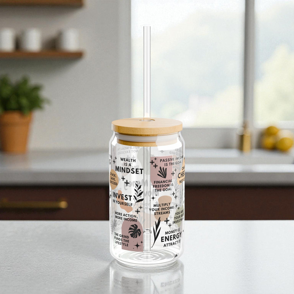 Make Money Moves Glass Tumbler; 16oz – Motivational Drinkware for Women
