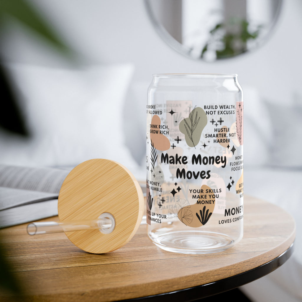 Make Money Moves Glass Tumbler; 16oz – Motivational Drinkware for Women