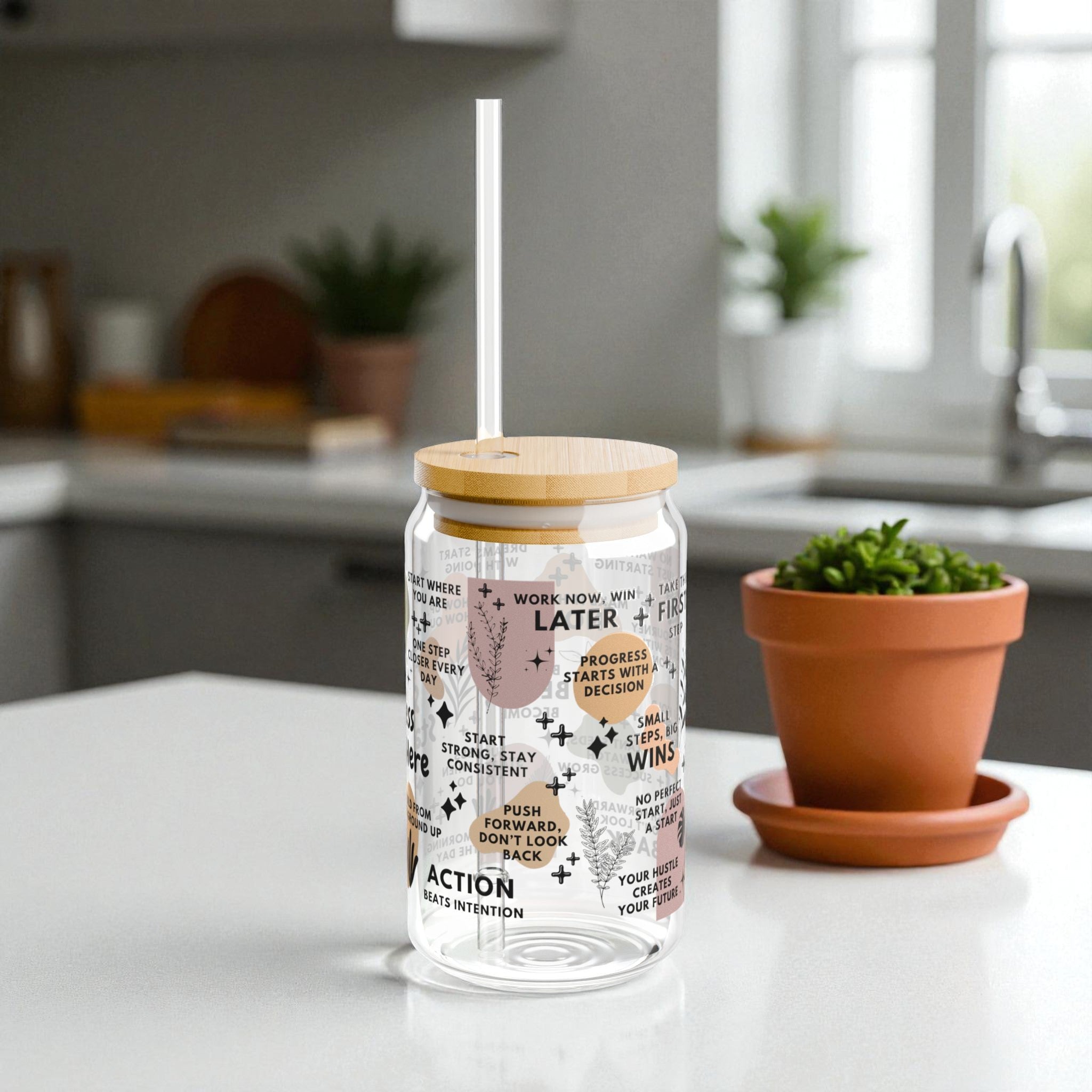 Success Starts Here Glass Tumbler; 16oz