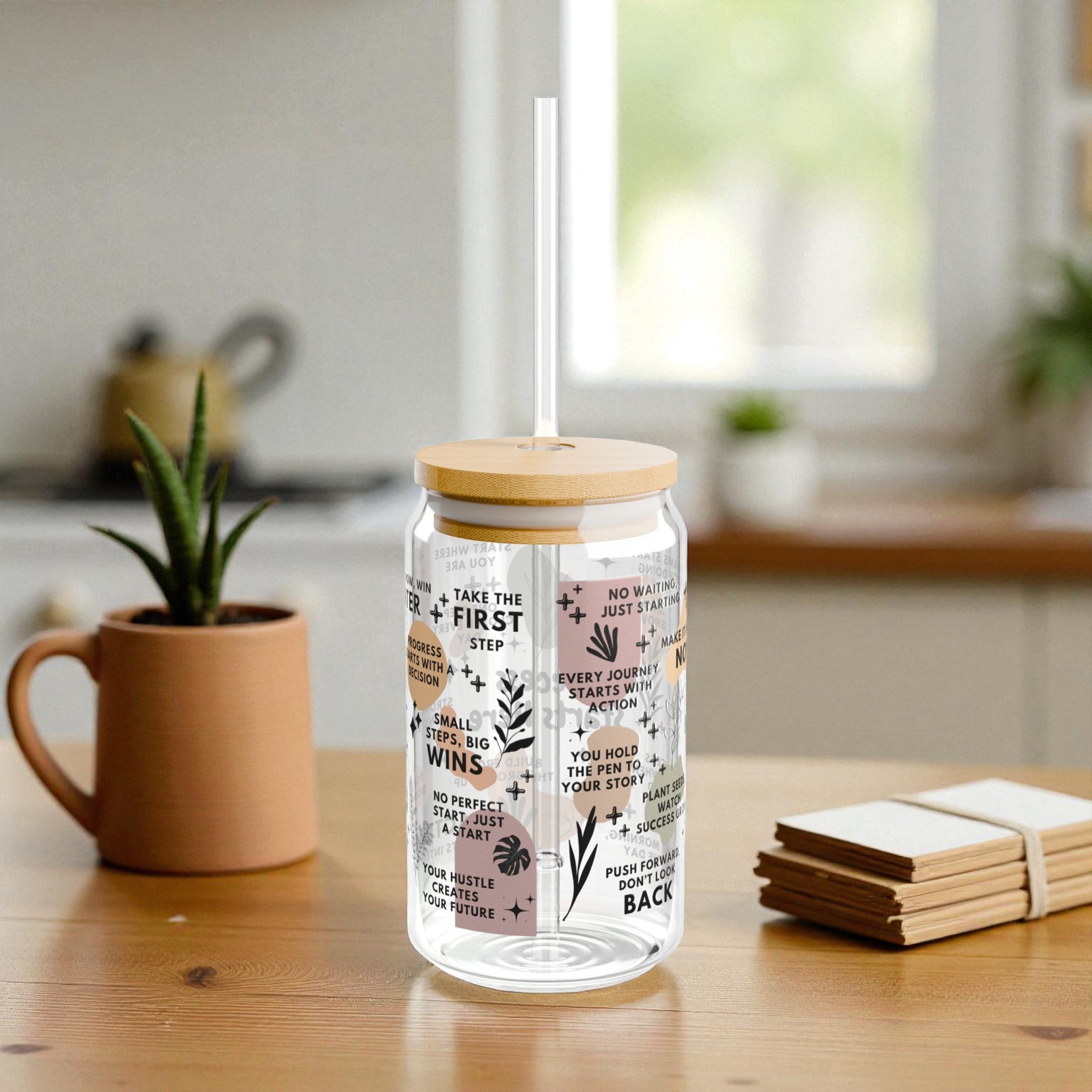 Success Starts Here Glass Tumbler; 16oz