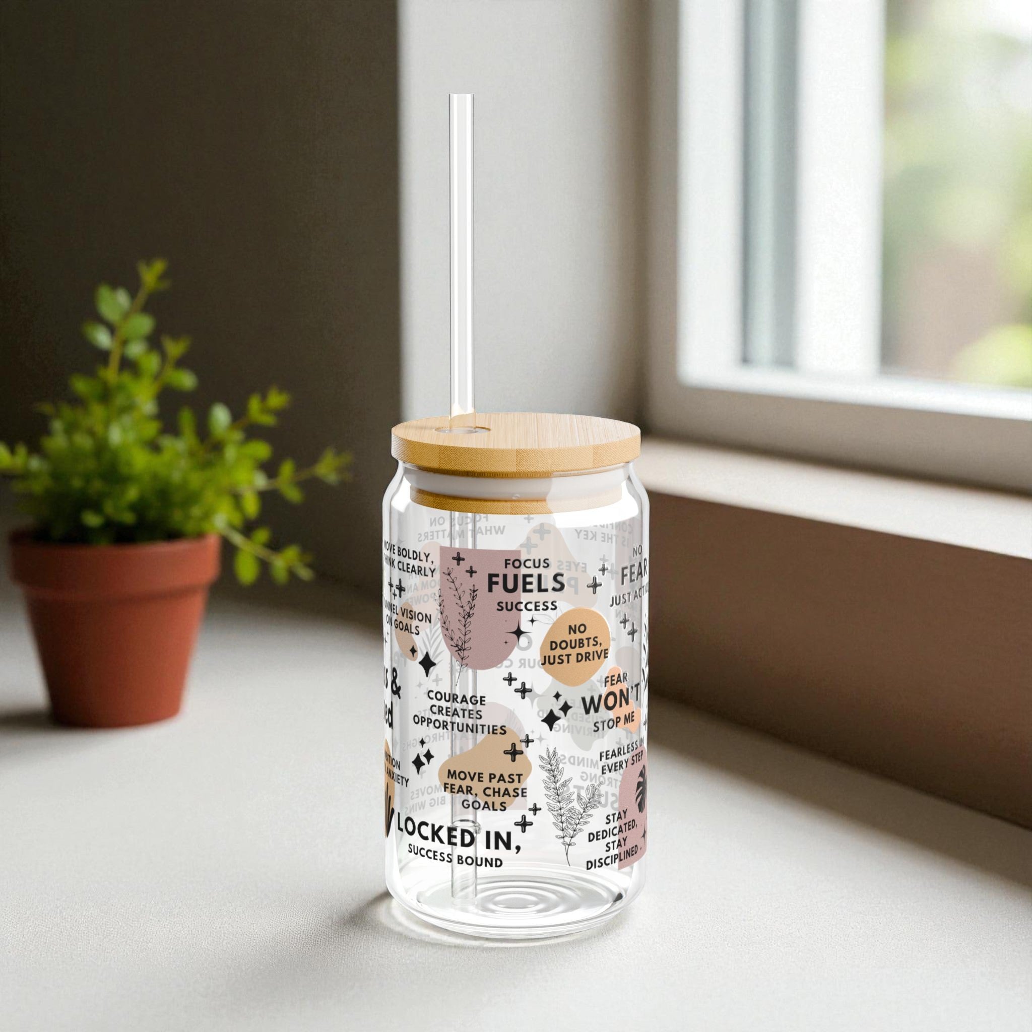 Fearless and Focused Glass Tumbler; 16oz