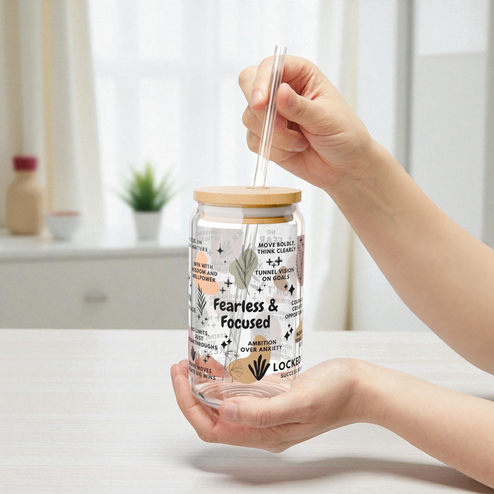 Fearless and Focused Glass Tumbler; 16oz