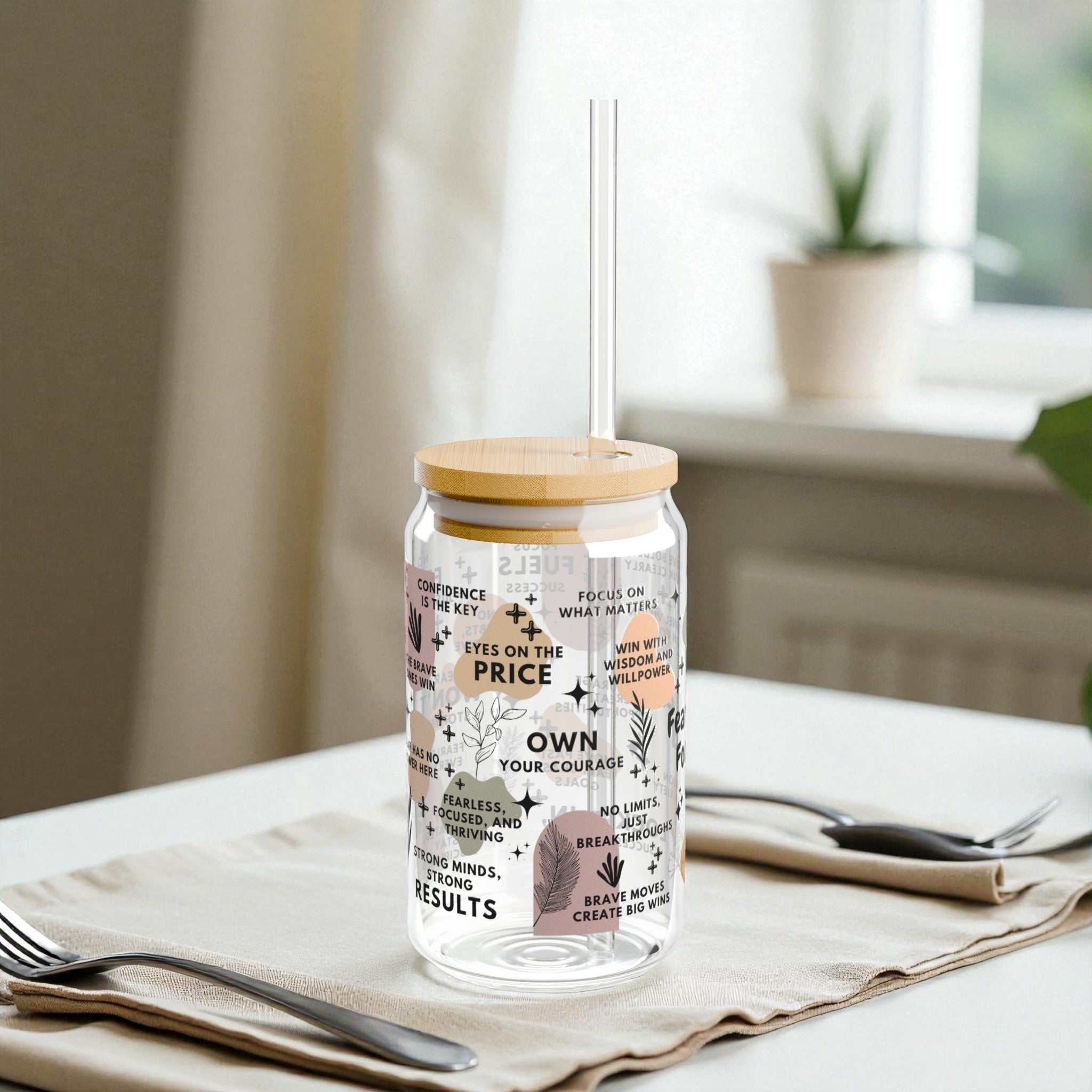 Fearless and Focused Glass Tumbler; 16oz