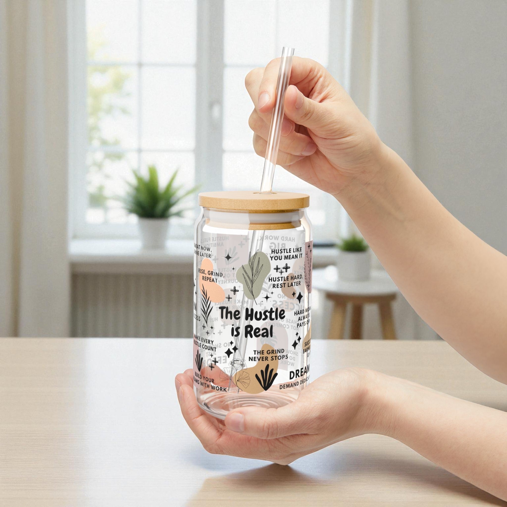 The Hustle Is Real Glass Tumbler; 16oz