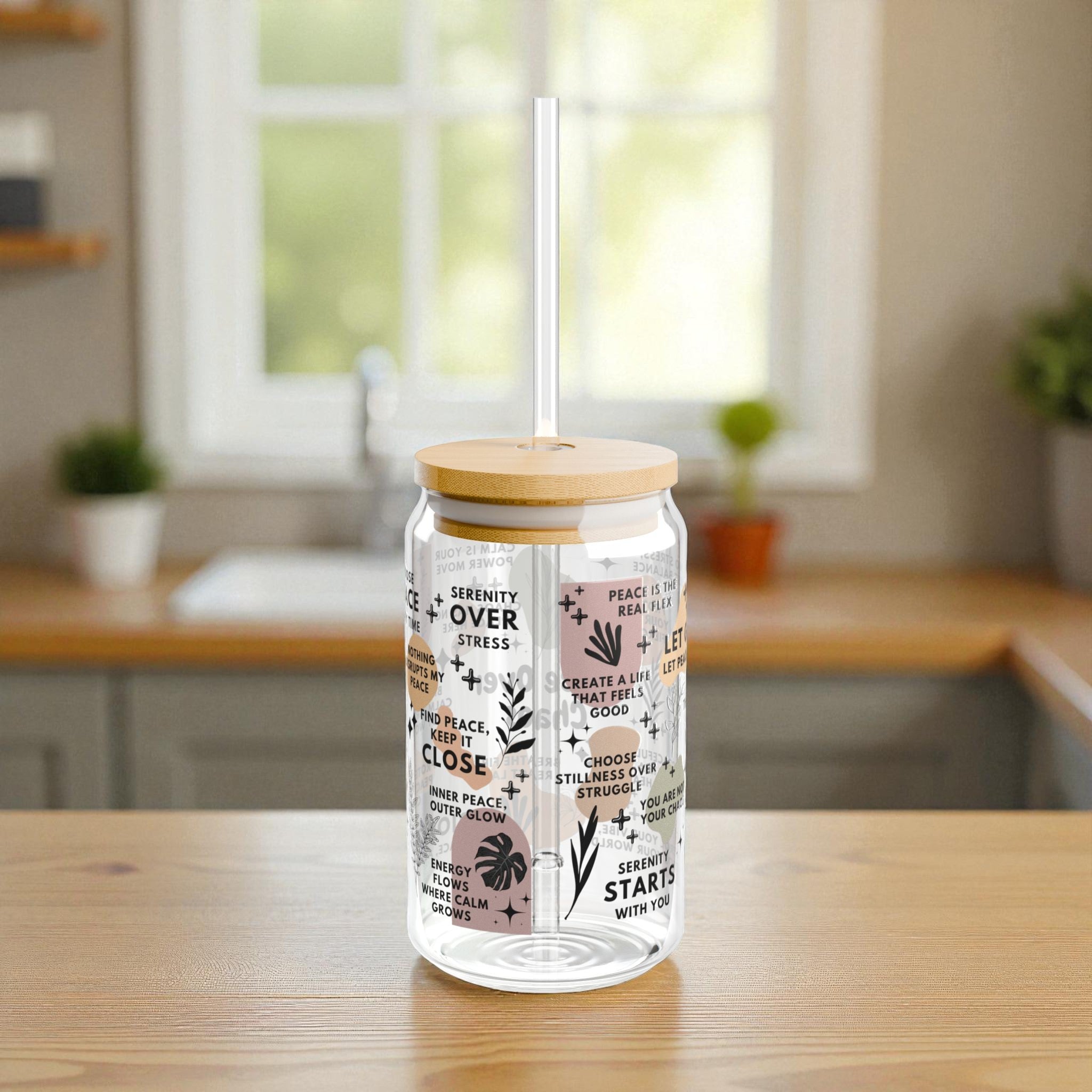 Peace Over Chaos Glass Tumbler; 16oz
