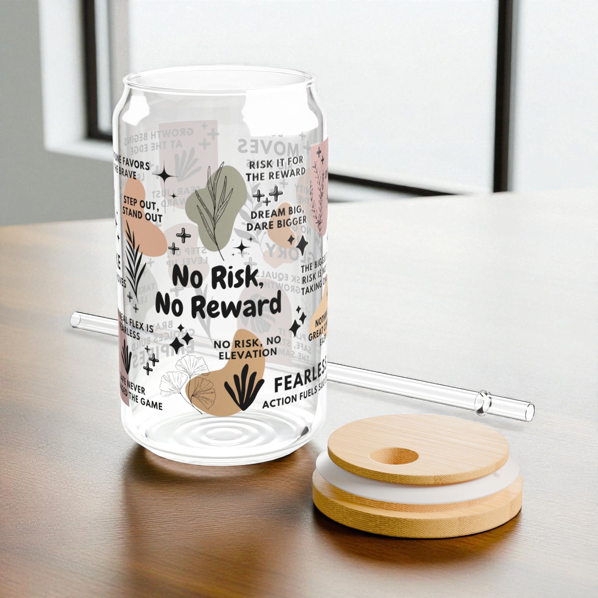 No Risk No Reward Glass Tumbler; 16oz