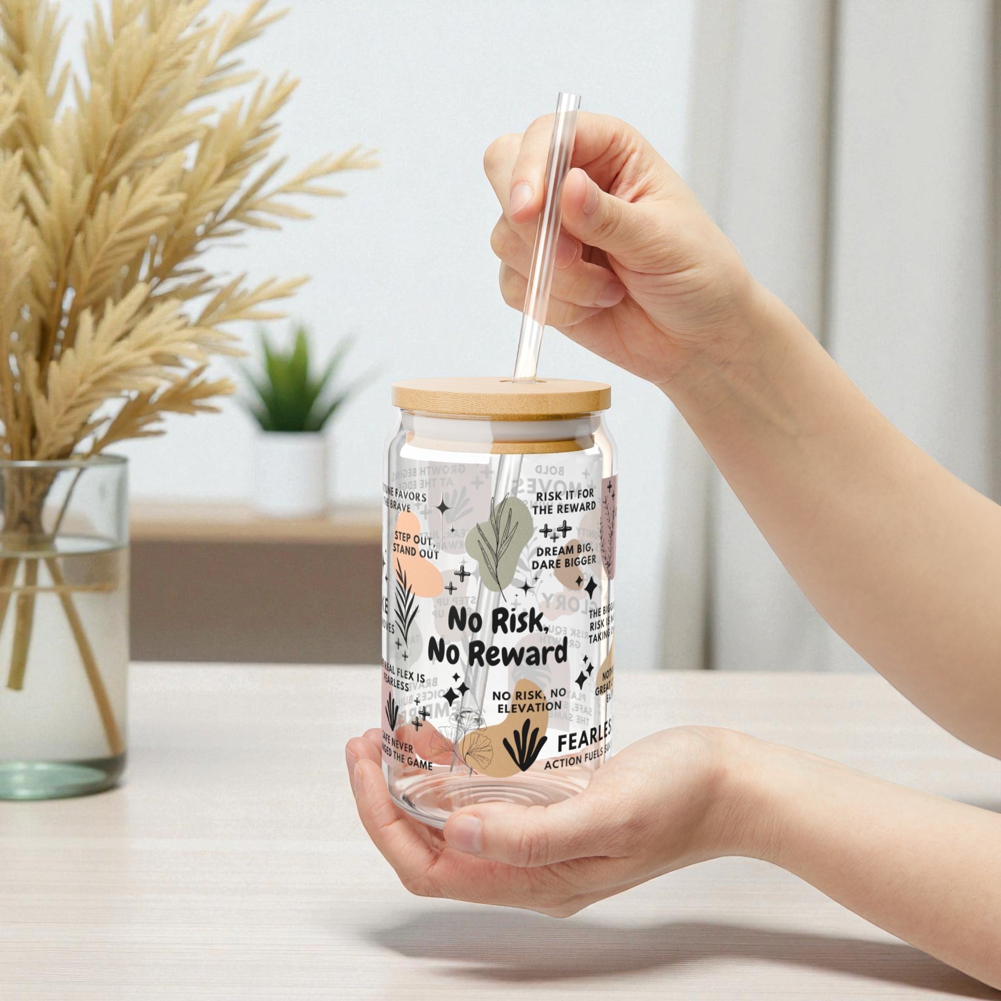 No Risk No Reward Glass Tumbler; 16oz