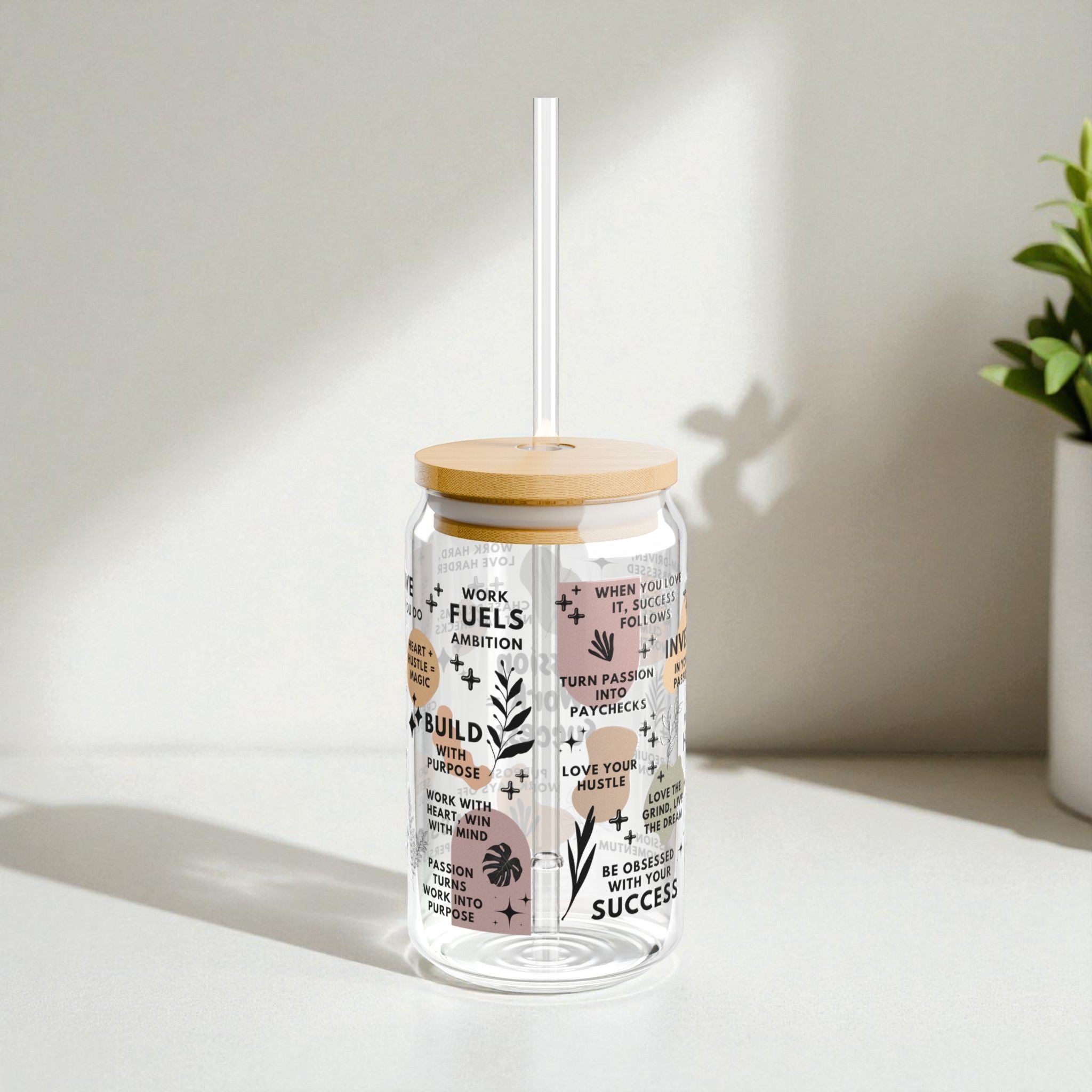 Passion + Work = Success Glass Tumbler; 16oz