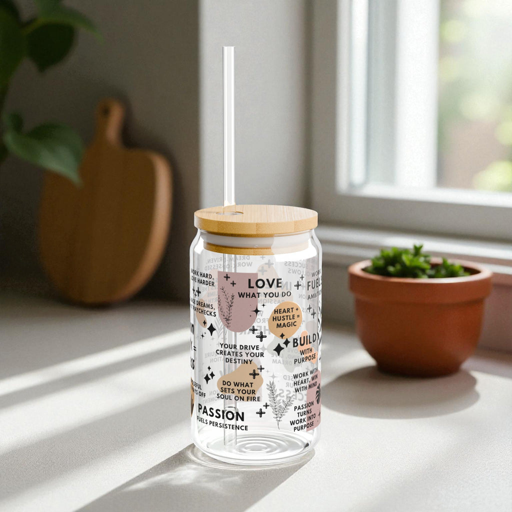 Passion + Work = Success Glass Tumbler; 16oz