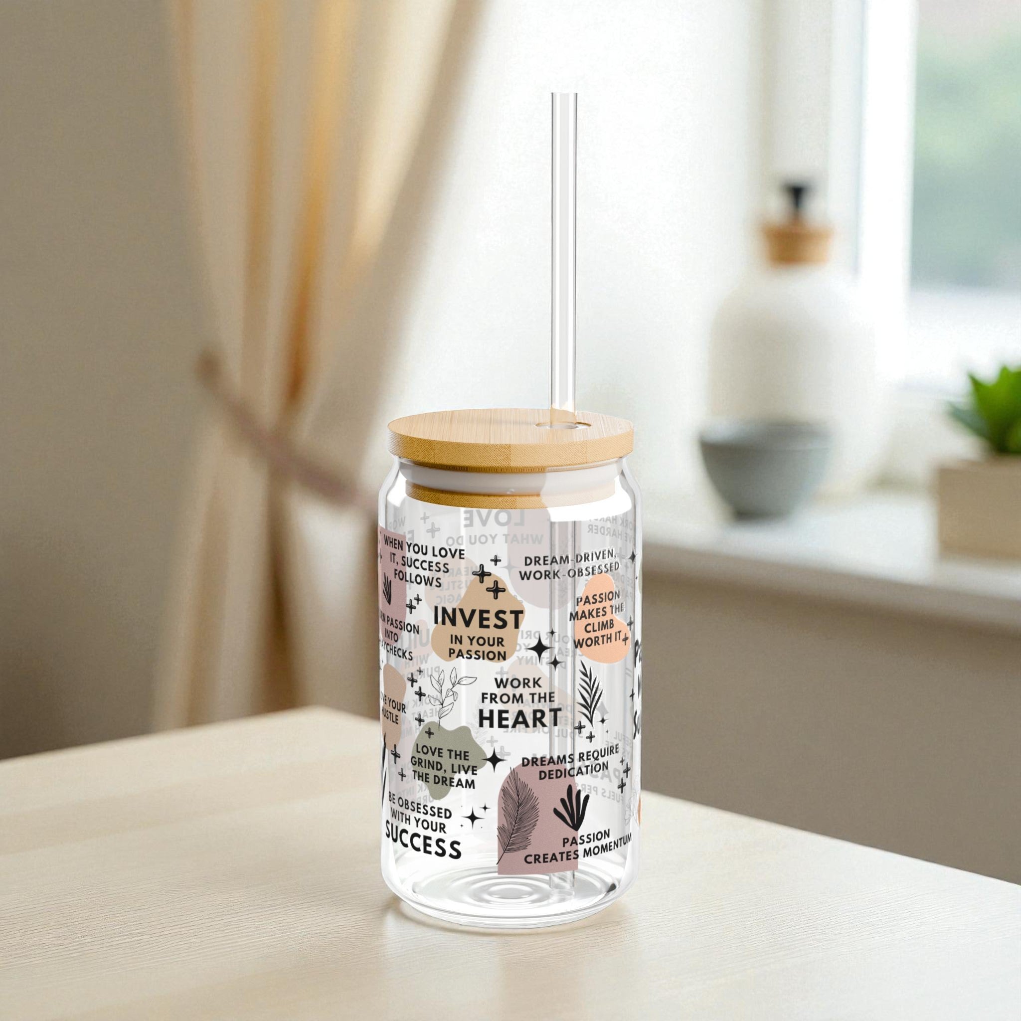 Passion + Work = Success Glass Tumbler; 16oz