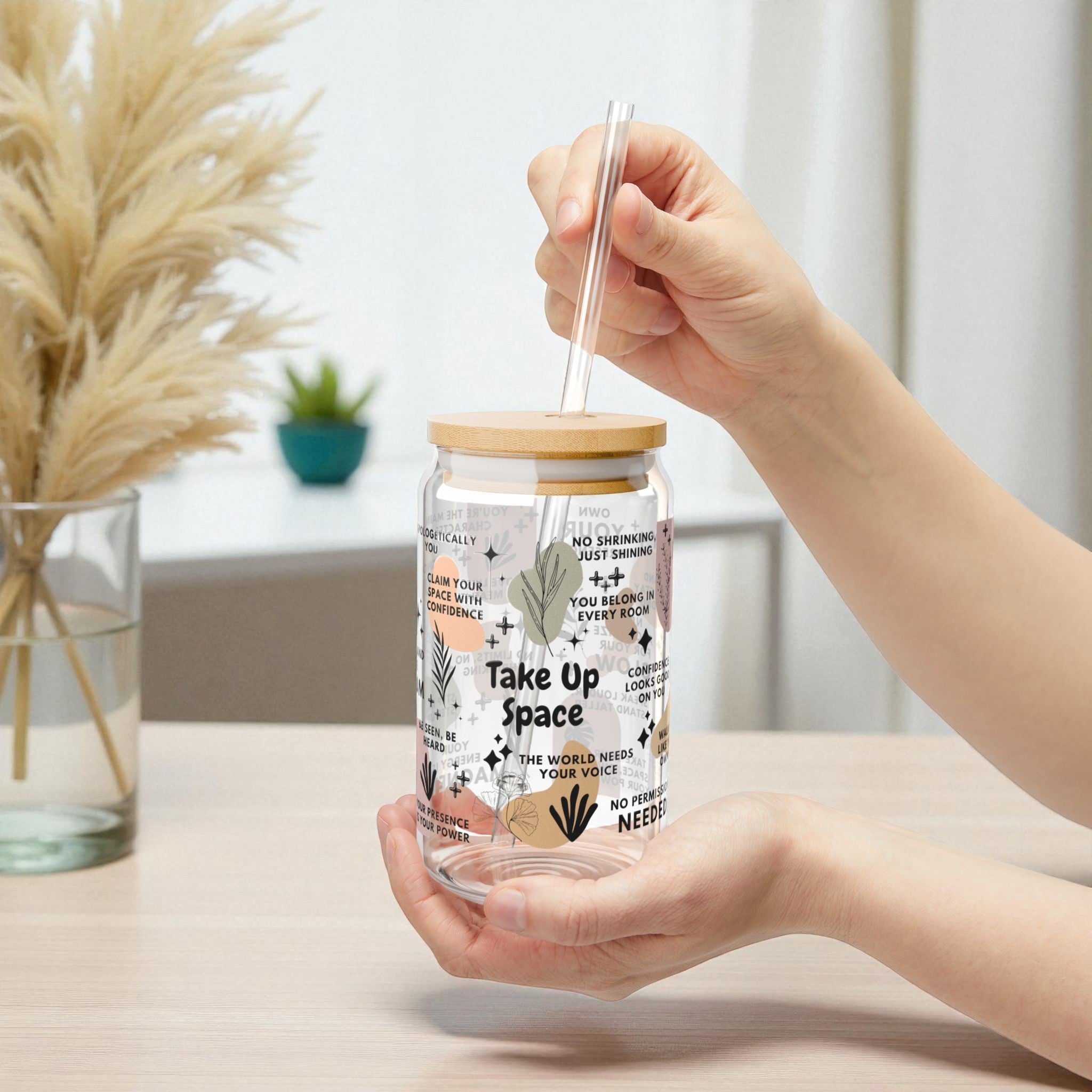 Take Up Space Glass Tumbler; 16oz