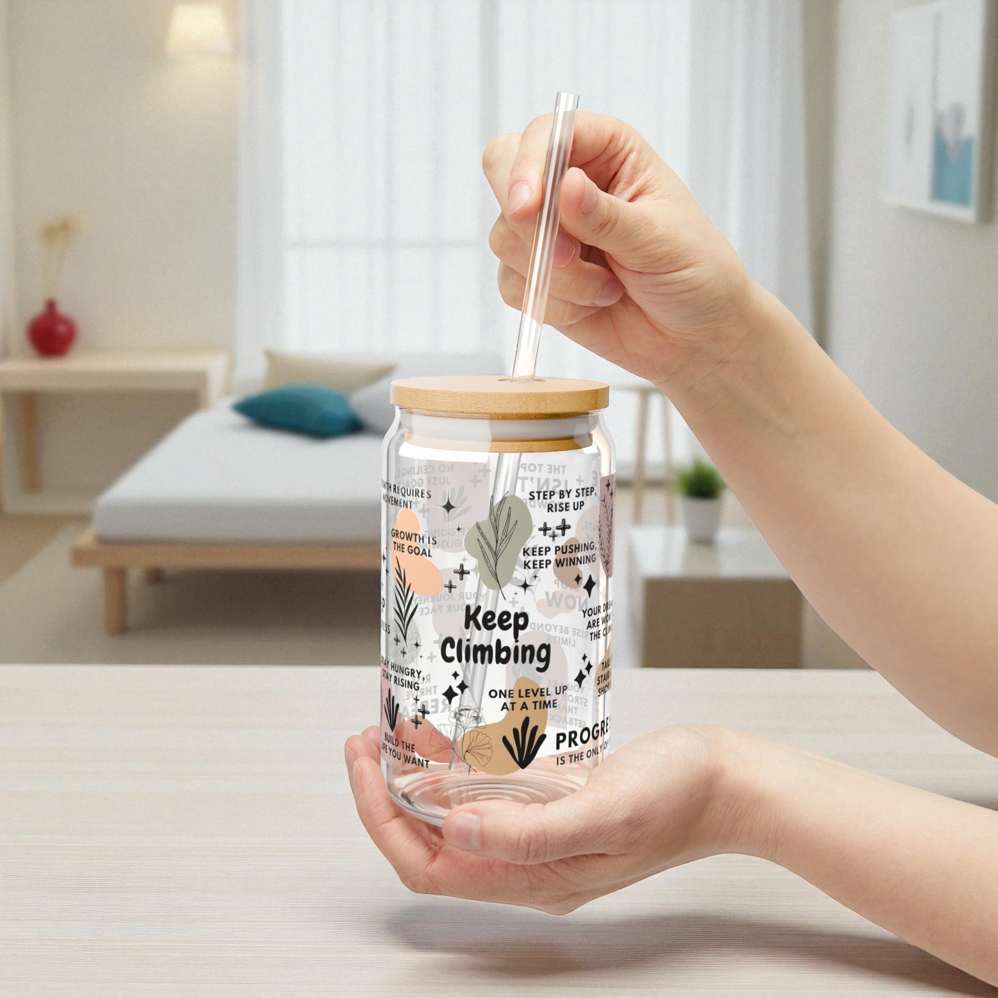 Keep Climbing Glass Tumbler; 16oz
