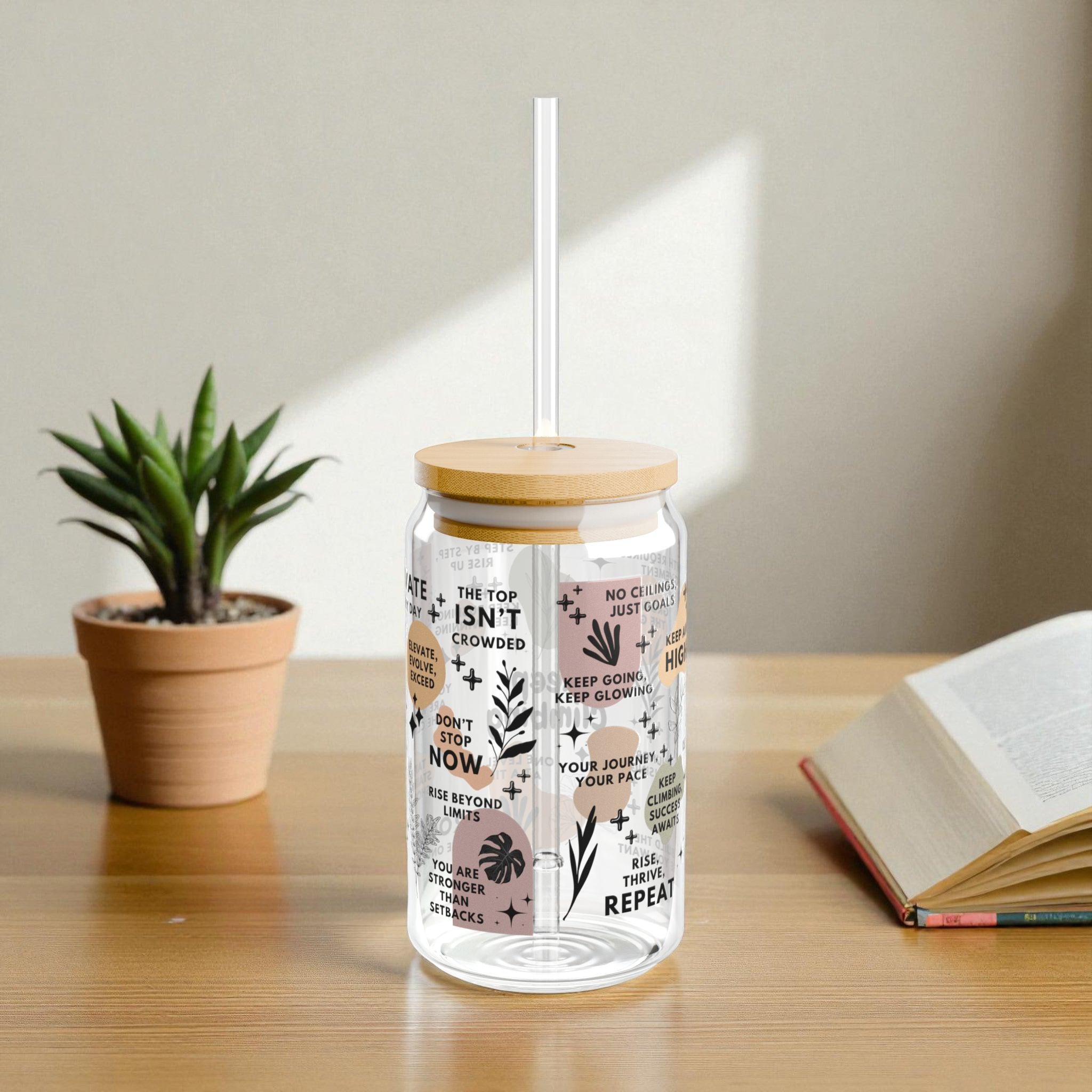 Keep Climbing Glass Tumbler; 16oz