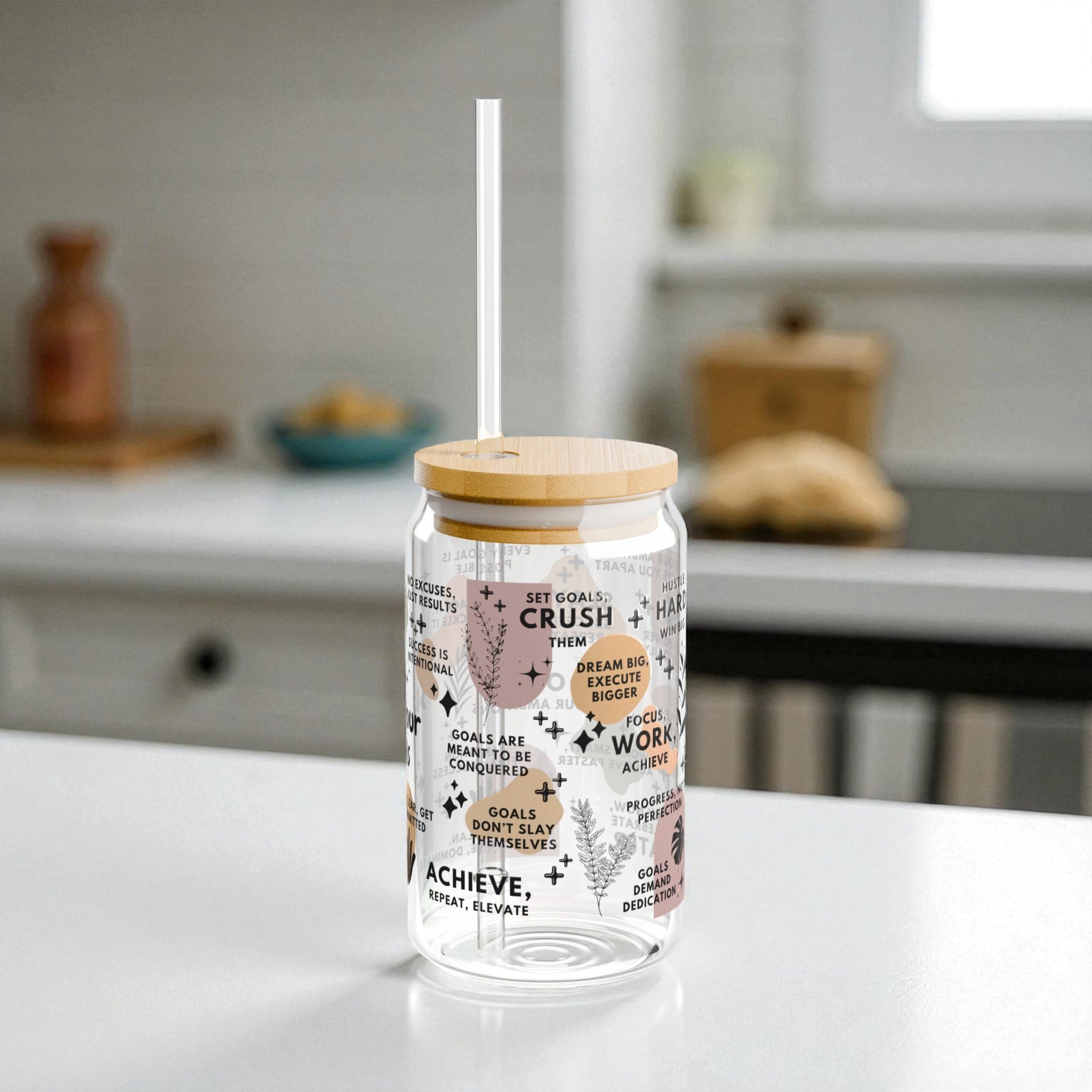 Slay Your Goals Glass Tumbler; 16oz