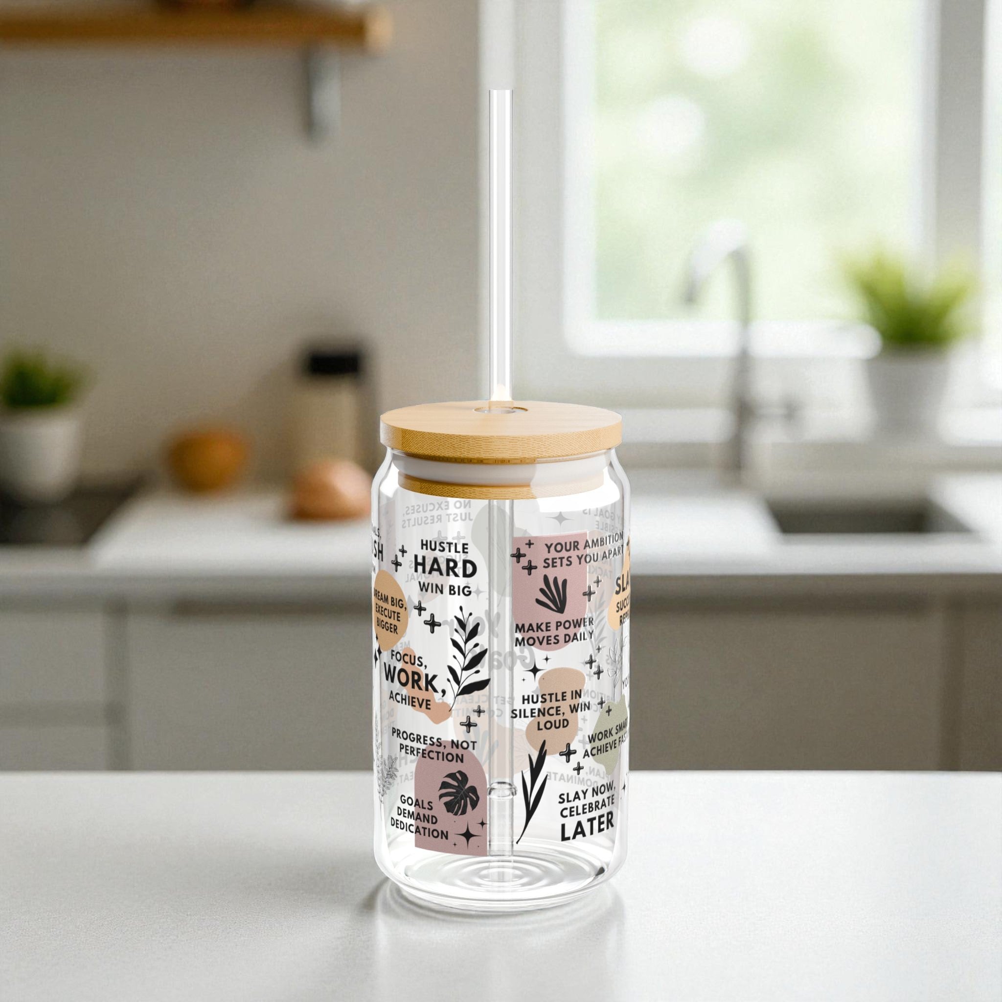 Slay Your Goals Glass Tumbler; 16oz