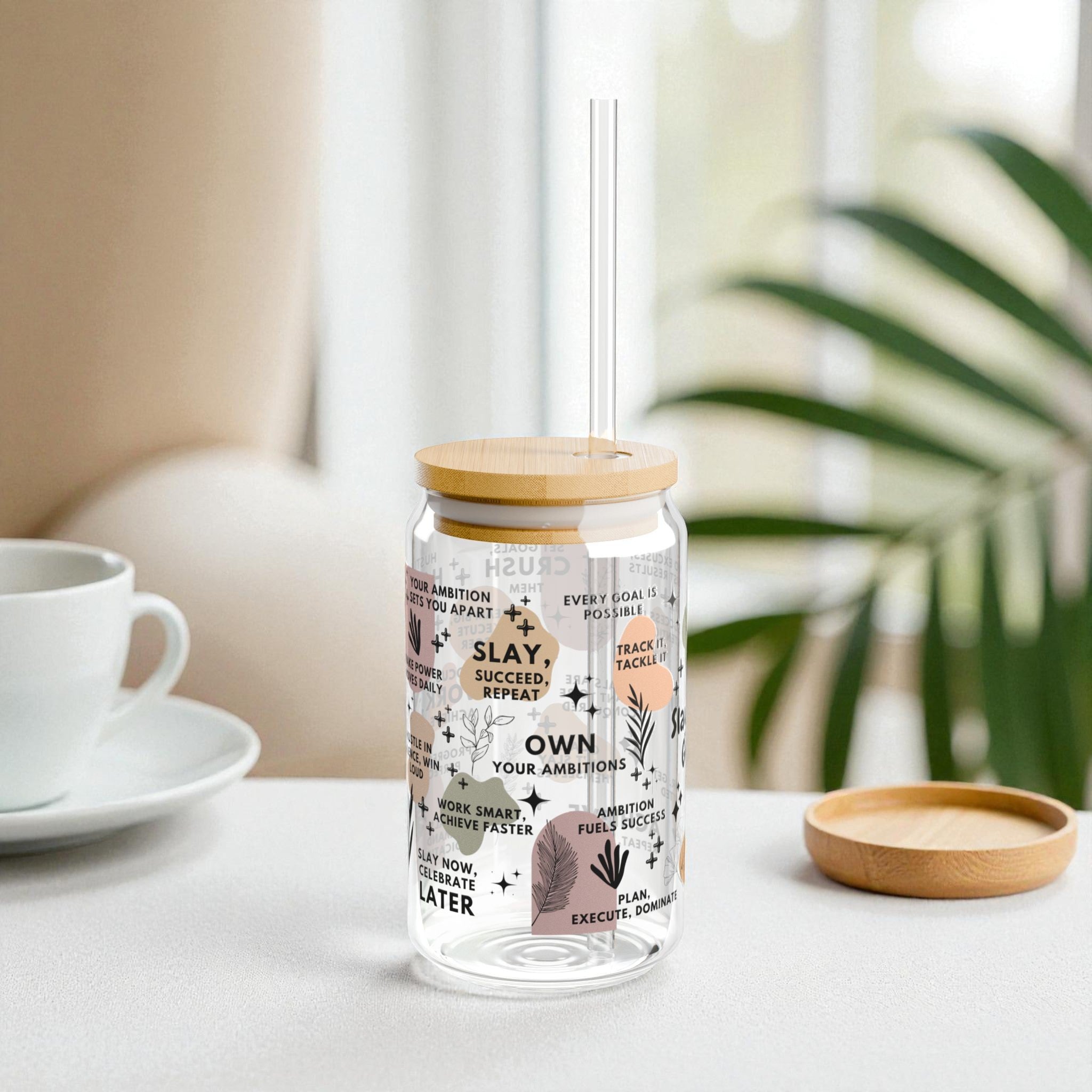 Slay Your Goals Glass Tumbler; 16oz