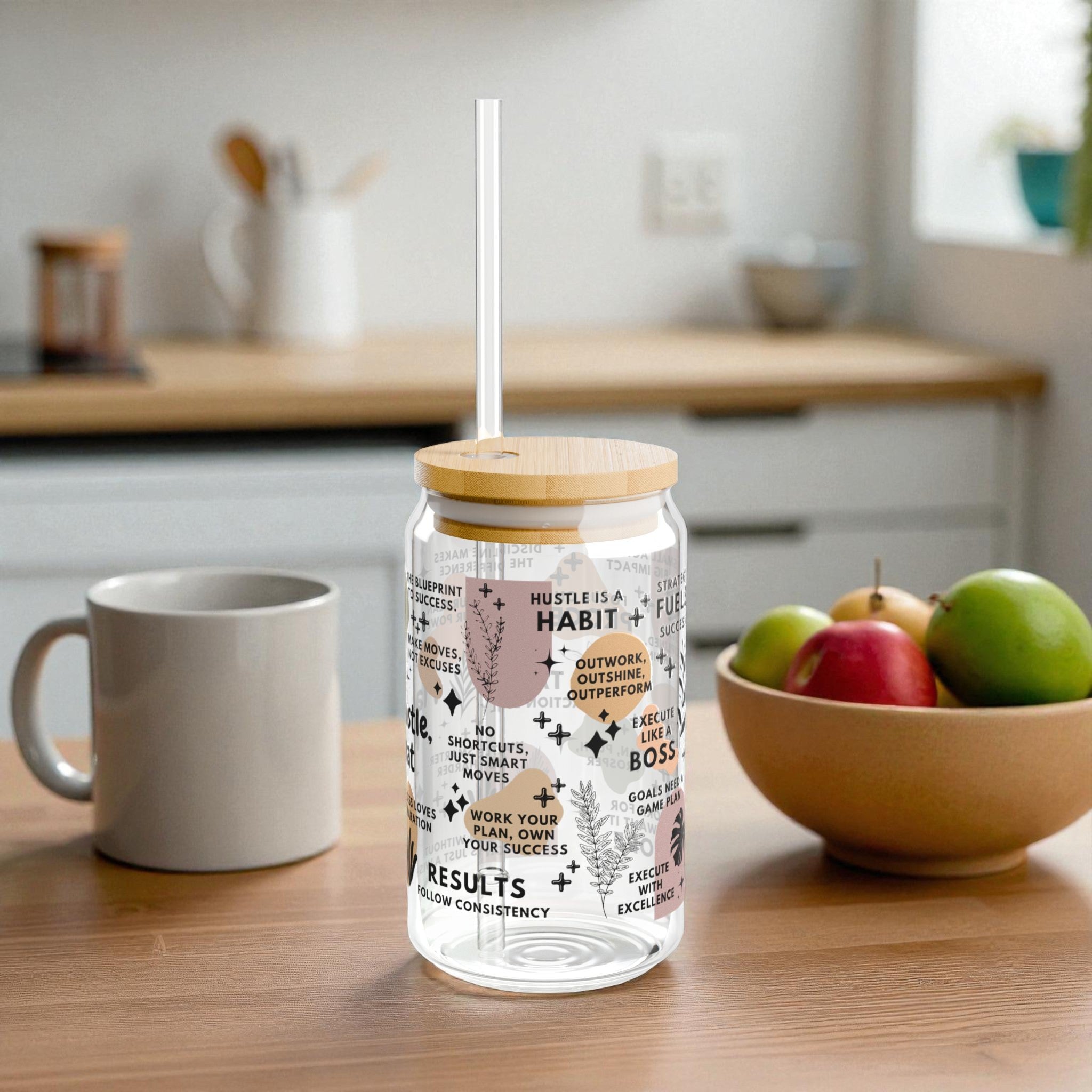 Plan Hustle Repeat Glass Tumbler; 16oz
