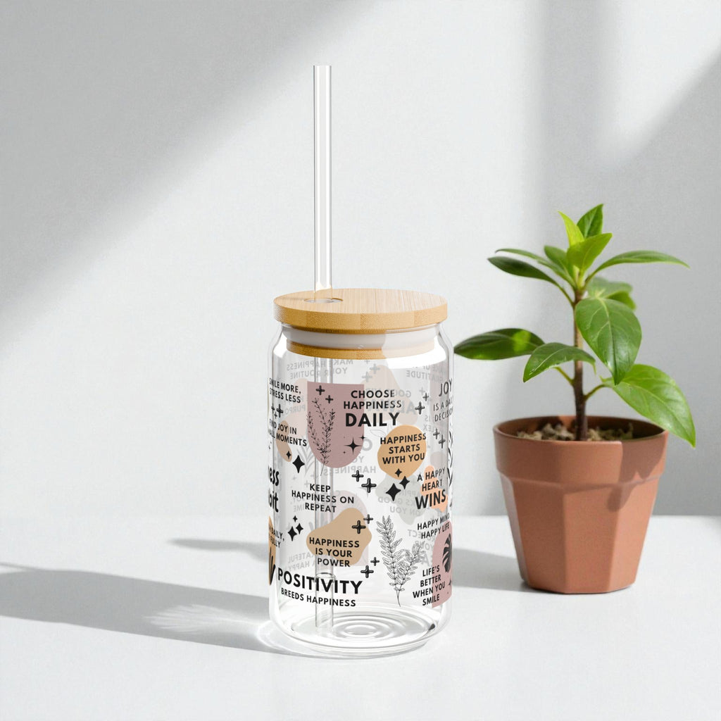 Happiness Is a Habit Glass Tumbler; 16oz