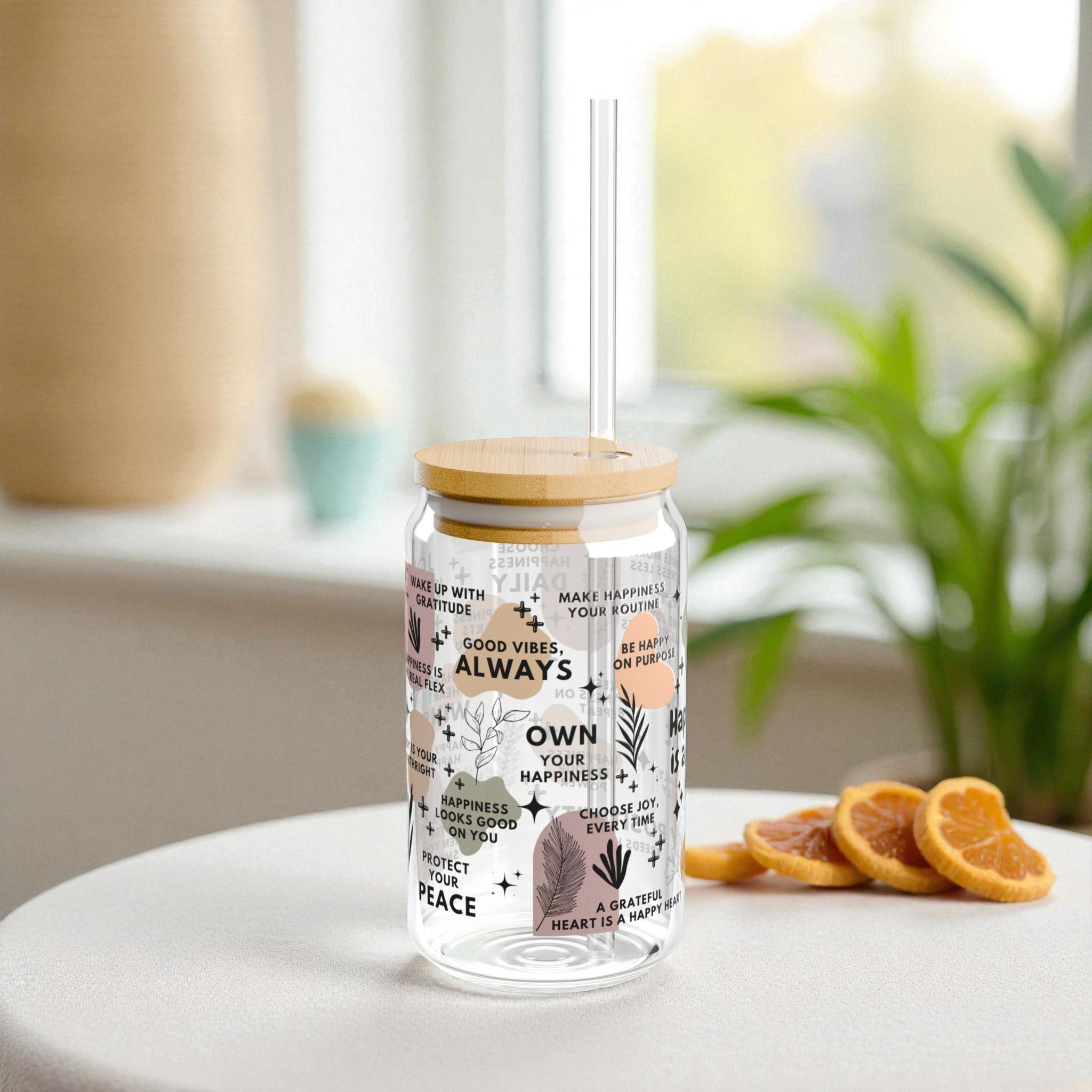 Happiness Is a Habit Glass Tumbler; 16oz