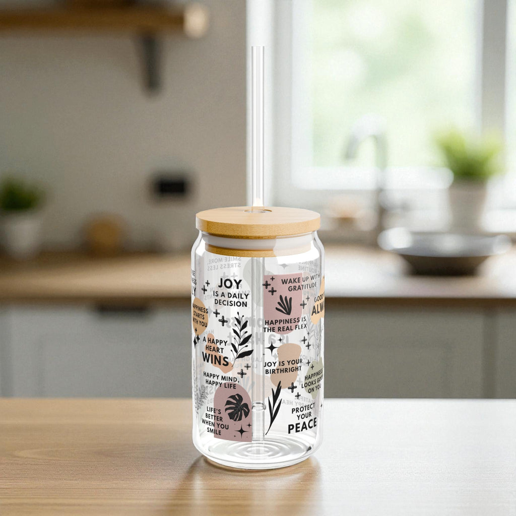 Happiness Is a Habit Glass Tumbler; 16oz