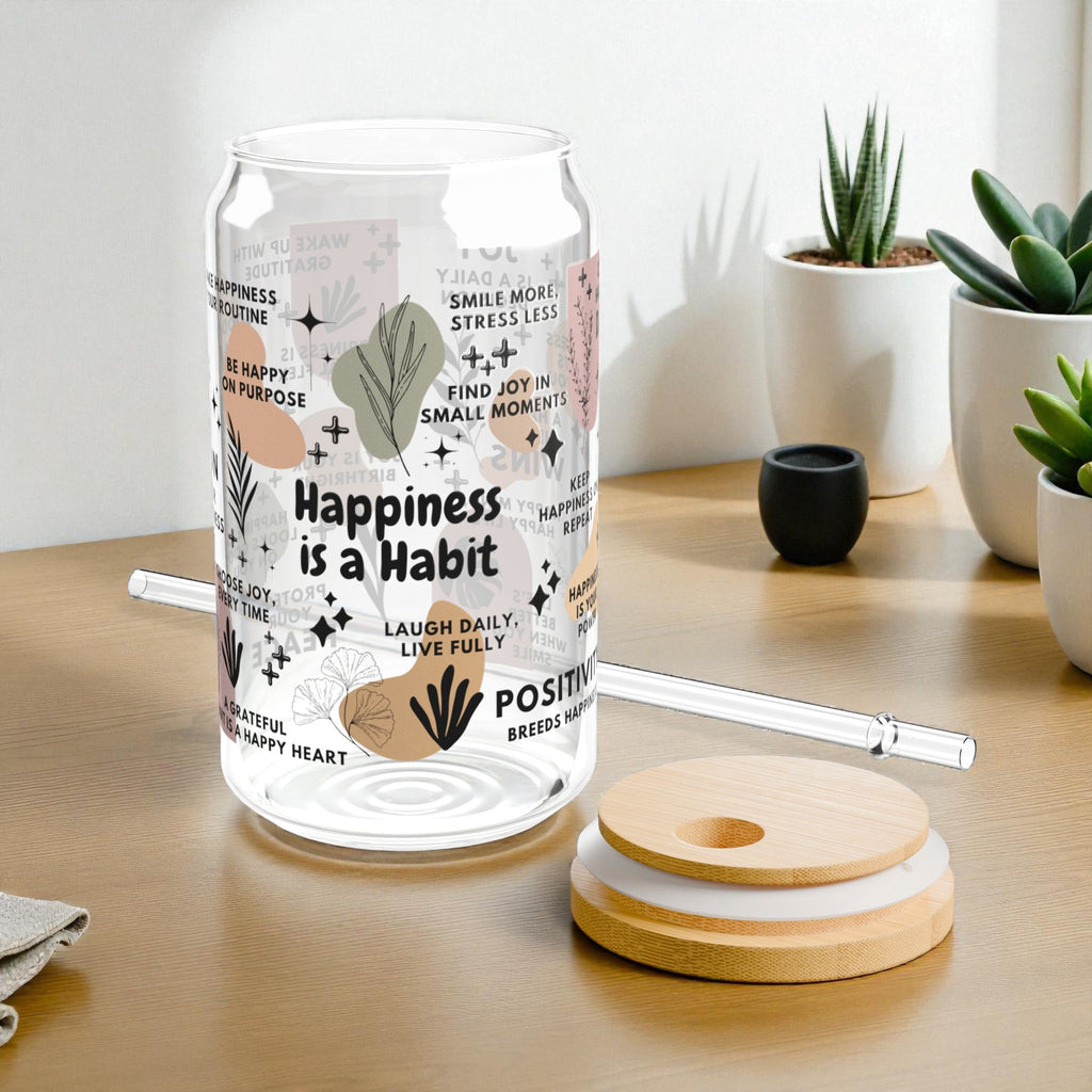 Happiness Is a Habit Glass Tumbler; 16oz