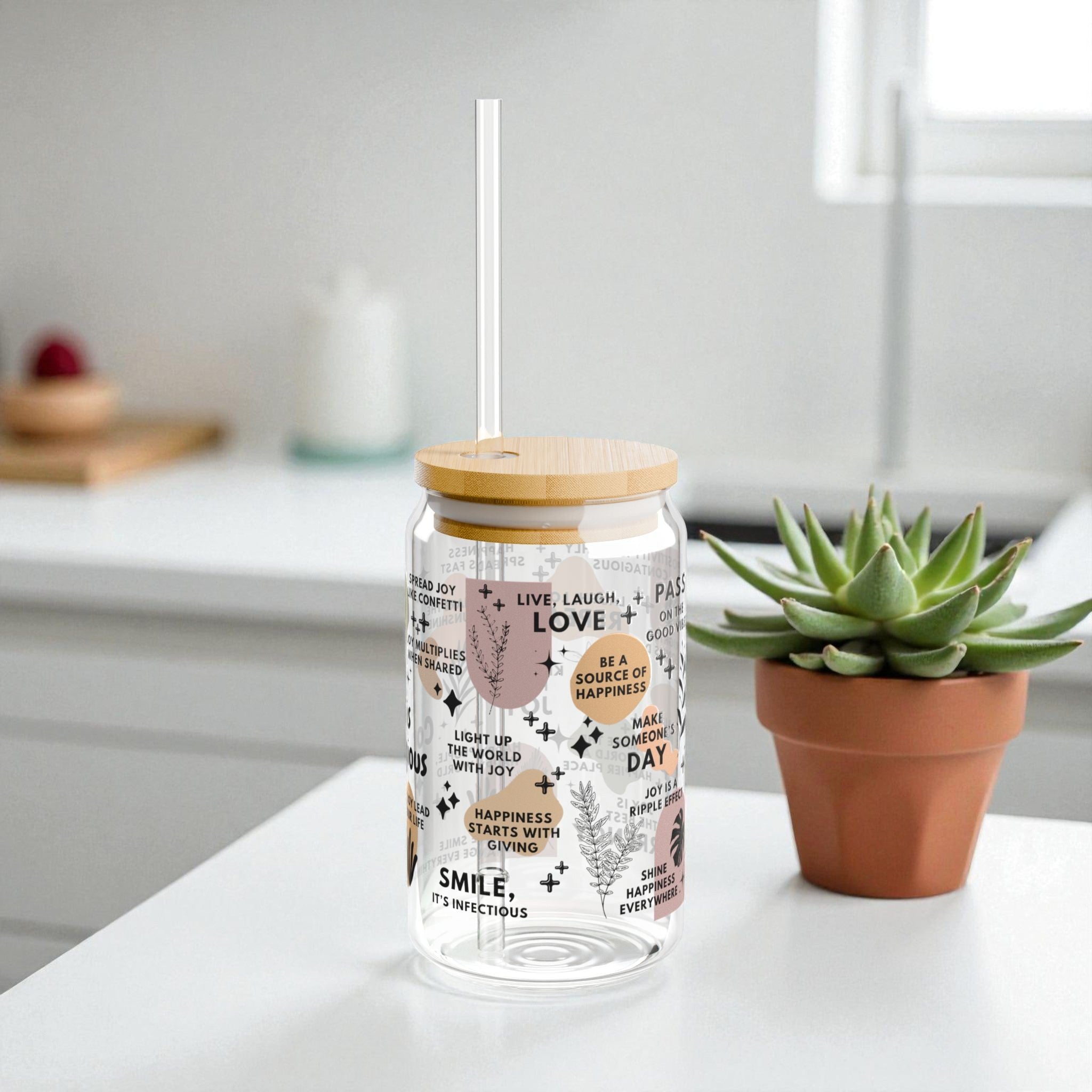 Joy Is Contagious Glass Tumbler; 16oz