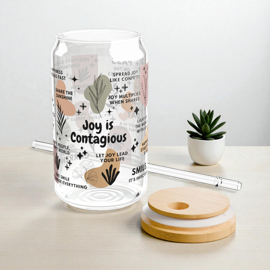 Joy Is Contagious Glass Tumbler; 16oz