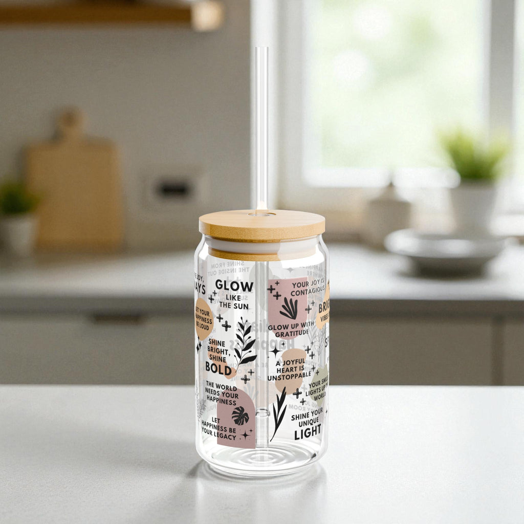 Radiate Happiness Glass Tumbler; 16oz