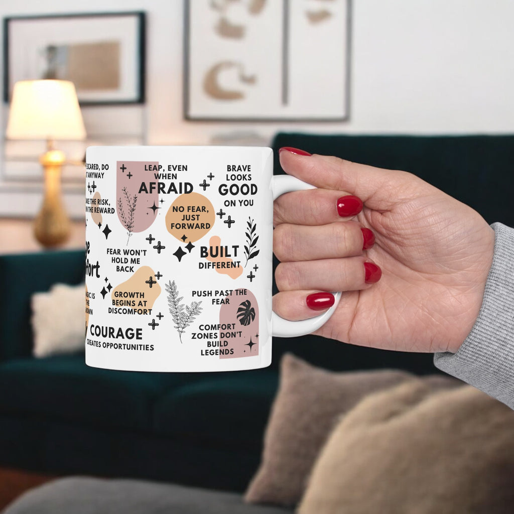 Courage Over Comfort Mug; 11oz/15oz - Motivational Coffee Cup for Women