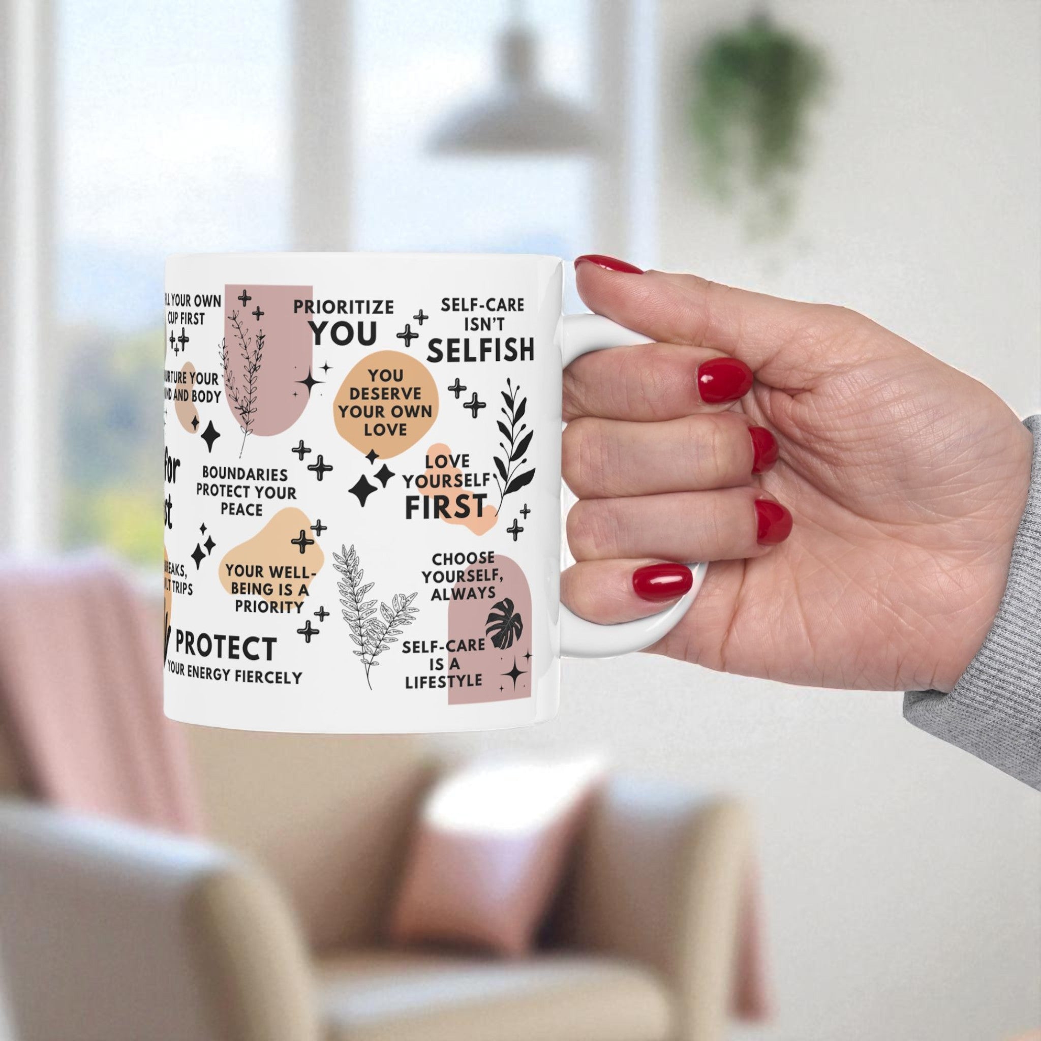 Caring for Me First Mug 11oz/15oz - Daily Motivational Coffee Cup Gift for Women