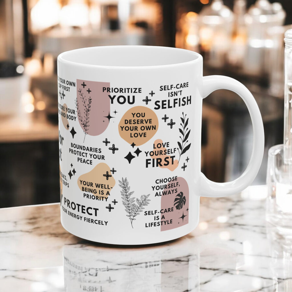 Caring for Me First Mug 11oz/15oz - Daily Motivational Coffee Cup Gift for Women