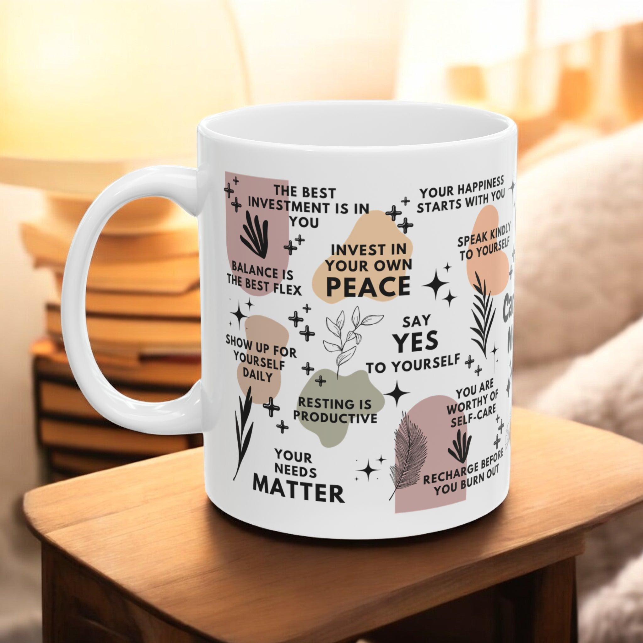 Caring for Me First Mug 11oz/15oz - Daily Motivational Coffee Cup Gift for Women